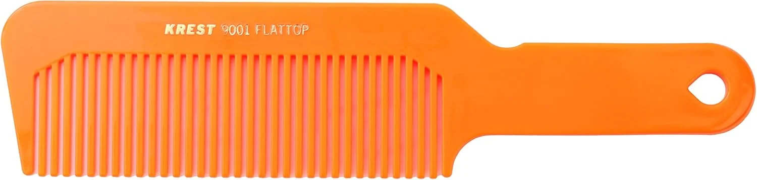 شانه مو کرست مدل 9001، شانه فلت تاپ 8-3/4 اینچی برای اصلاح مو، مخصوص آرایشگران، 3 عدد (نارنجی نئونی)