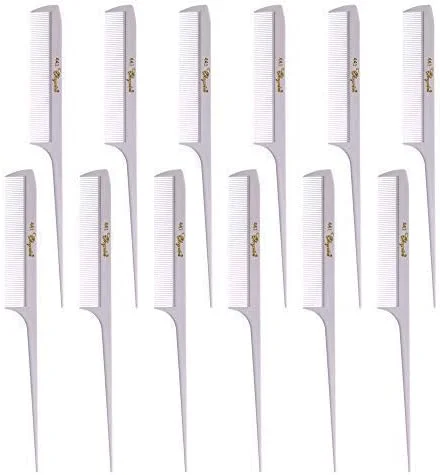 شانه دم باریک خیلی ظریف کرست کلئوپاترا 8.5 اینچی. مدل شانه دم موشی #441. رنگ سفید. 12 عدد.