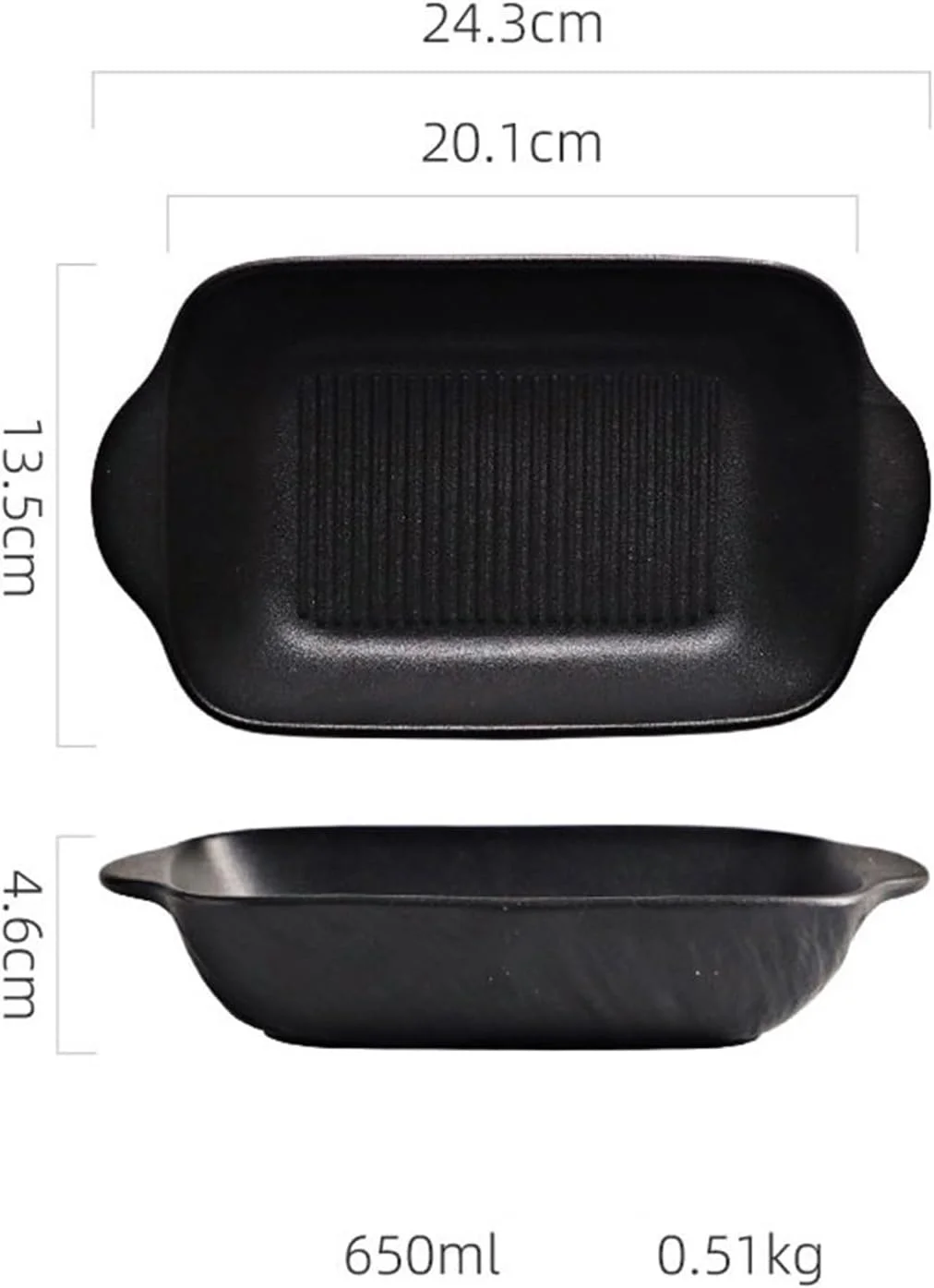 ظرف فر مستطیلی با دو دسته، کاسه پخت، بشقاب پخت، فر، ظروف مایکروویو، تابه سرامیکی، بشقاب برنج و پنیر تخت سرامیکی (سفید)