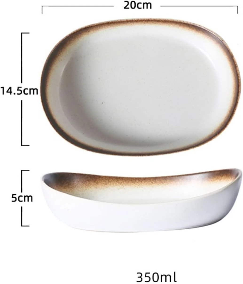 سینی فر ZENGXJYCQINGJIANG، سینی پخت مقاوم در برابر حرارت بالا، بشقاب خانگی، بشقاب ماهی بخارپز، برنج پخته شده، بشقاب شام، فر، مایکروویو، ظروف گرمایشی، سینی پخت سرامیکی (سفید، 8 اینچ)