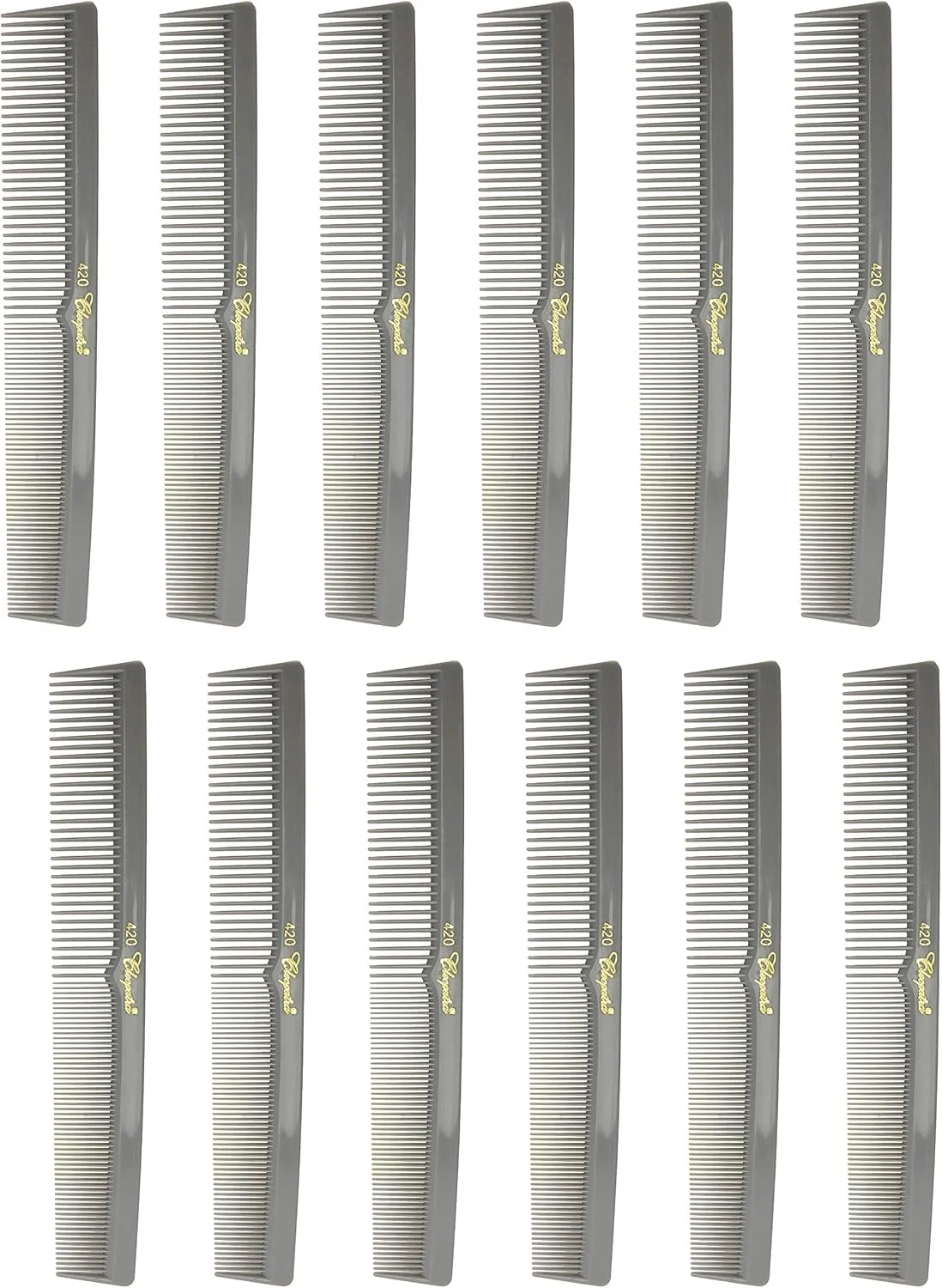 شانه‌های آرایشگری 7 اینچی Krest. شانه‌های آرایشگری و پیرایشگری. خاکستری. 12 عدد.