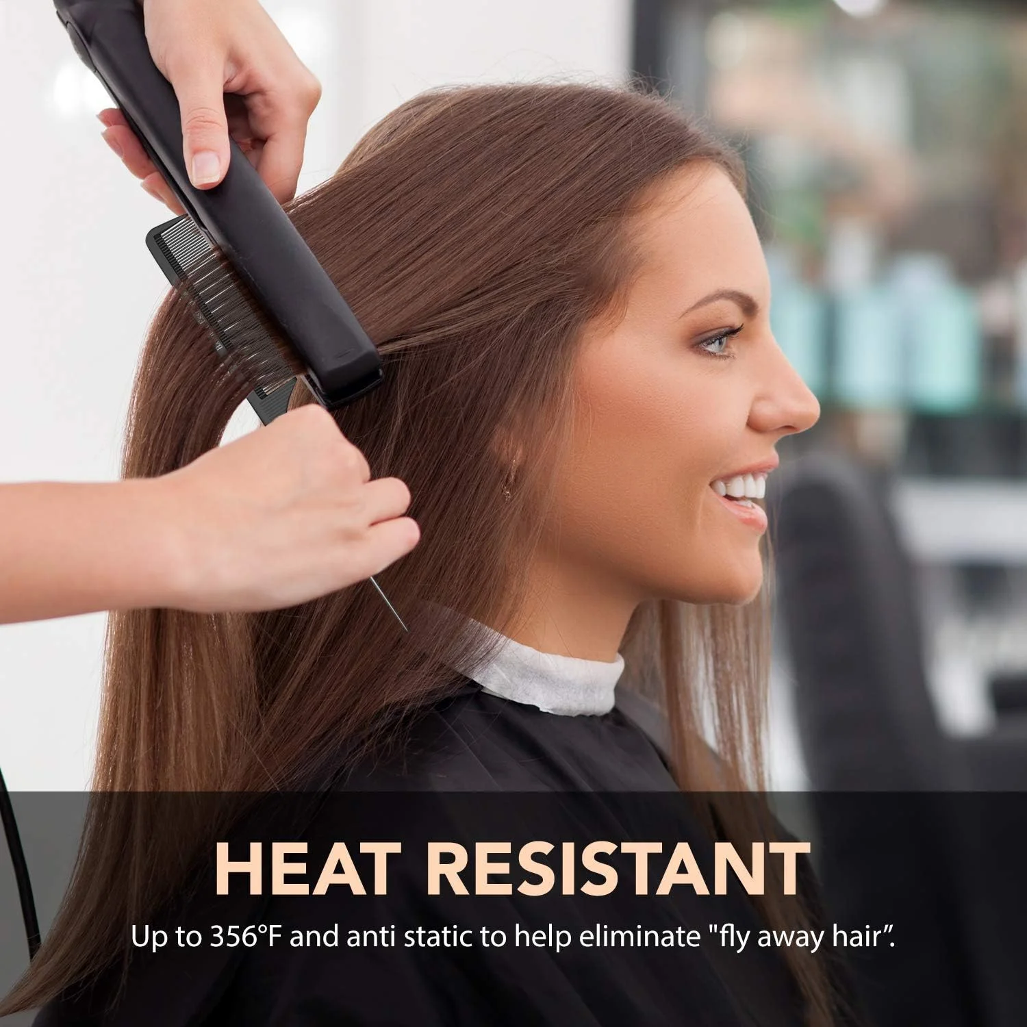 شانه دم باریک حرفه ای 8.8 اینچی خوشی - فیبر کربن مشکی و دم فلزی استیل - شانه پوش دهی مقاوم در برابر مواد شیمیایی و حرارت - شانه دم موشی سبک وزن برای انواع مو