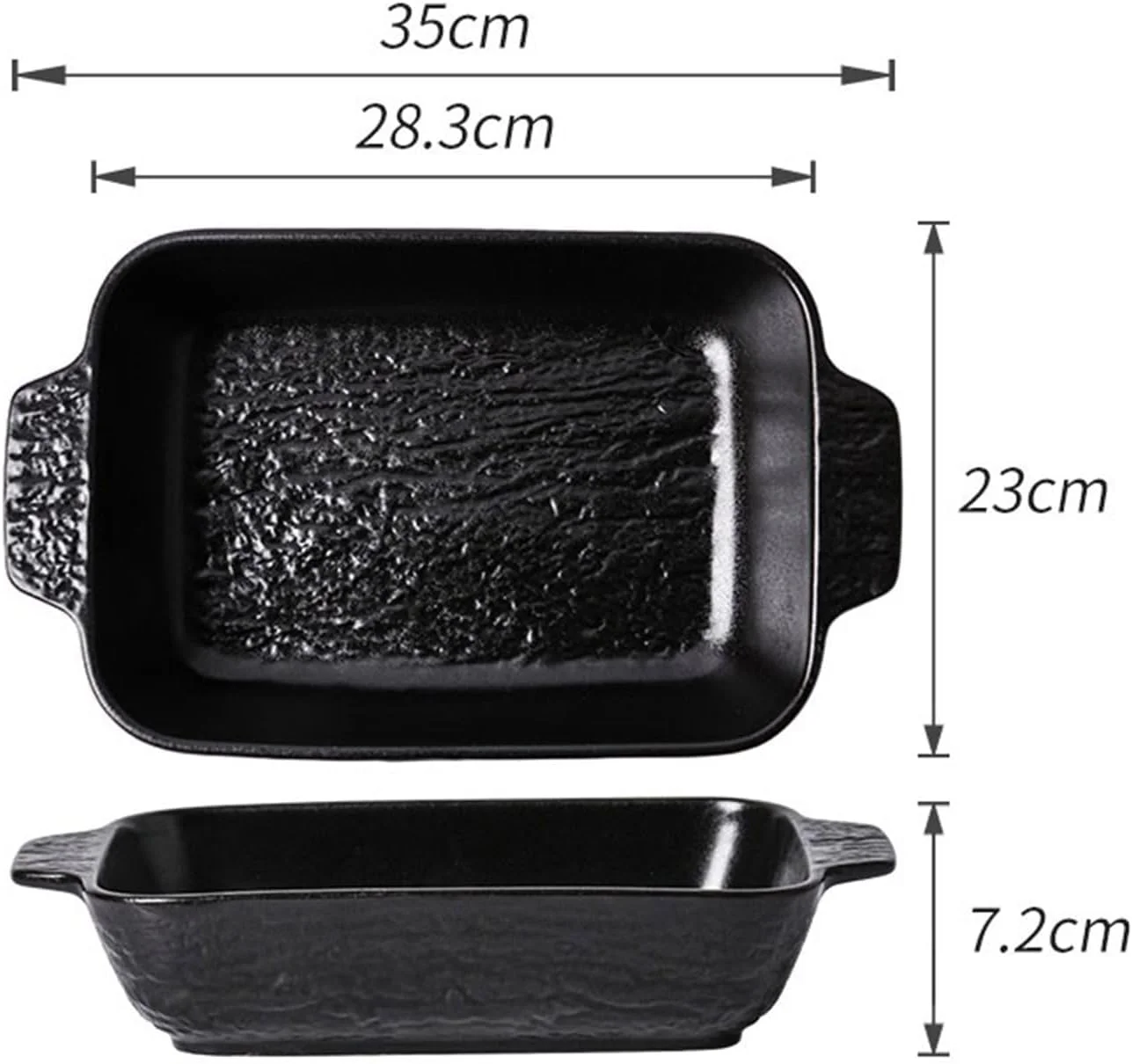 ظرف فر دو گوش طرح سنگ خلاقانه JUNCHENG1008، ظرف سرامیکی مناسب مایکروویو، فر خانگی و پخت و پز، ظرف سرامیکی فر (سفید) 35 سانتی متر