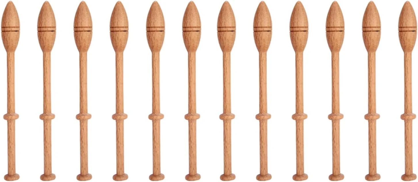 12 عدد ماسوره چوبی سخت، 12 عدد میل بافتنی DIY ابزار خیاطی عتیقه و بادوام از جنس چوب راش، مناسب برای بافت فرانسوی