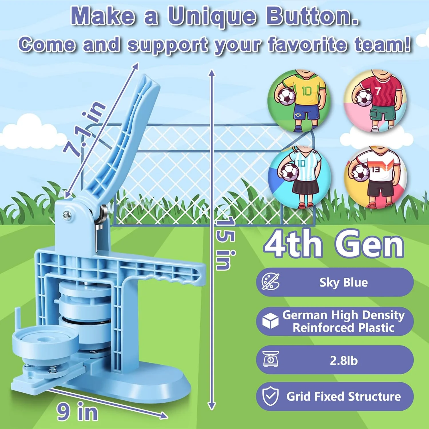 Happizza Button Maker Machine Multiple Sizes (4th Gen), Pin Maker 1+1.25+2.25 inch / 25+32+58mm, Badge Button Press Machine with Cutting Mat & 300 Sets Badge Making Supplies & Circle Cutter Happizza Button Maker Machine Multiple Sizes (4th Gen), Pin Maker 1+1.25+2.25 inch / 25+32+58mm, Badge Button Press Machine with Cutting Mat & 300 Sets Badge Making Supplies & Circle Cutter