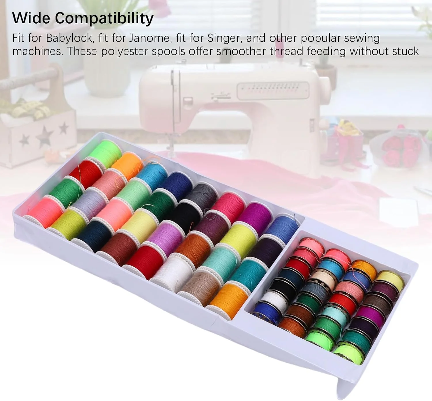 Haofy Metal and Plastic Bobbin Thread Spools Kit, 28 Metal and 32 Plastic Spools for Sewing Thread Kit and Embroidery, Polyester Material, Suitable with Babylock, Janome, Haofy Metal and Plastic Bobbin Thread Spools Kit, 28 Metal and 32 Plastic Spools for Sewing Thread Kit and Embroidery, Polyester Material, Suitable with Babylock, Janome,
