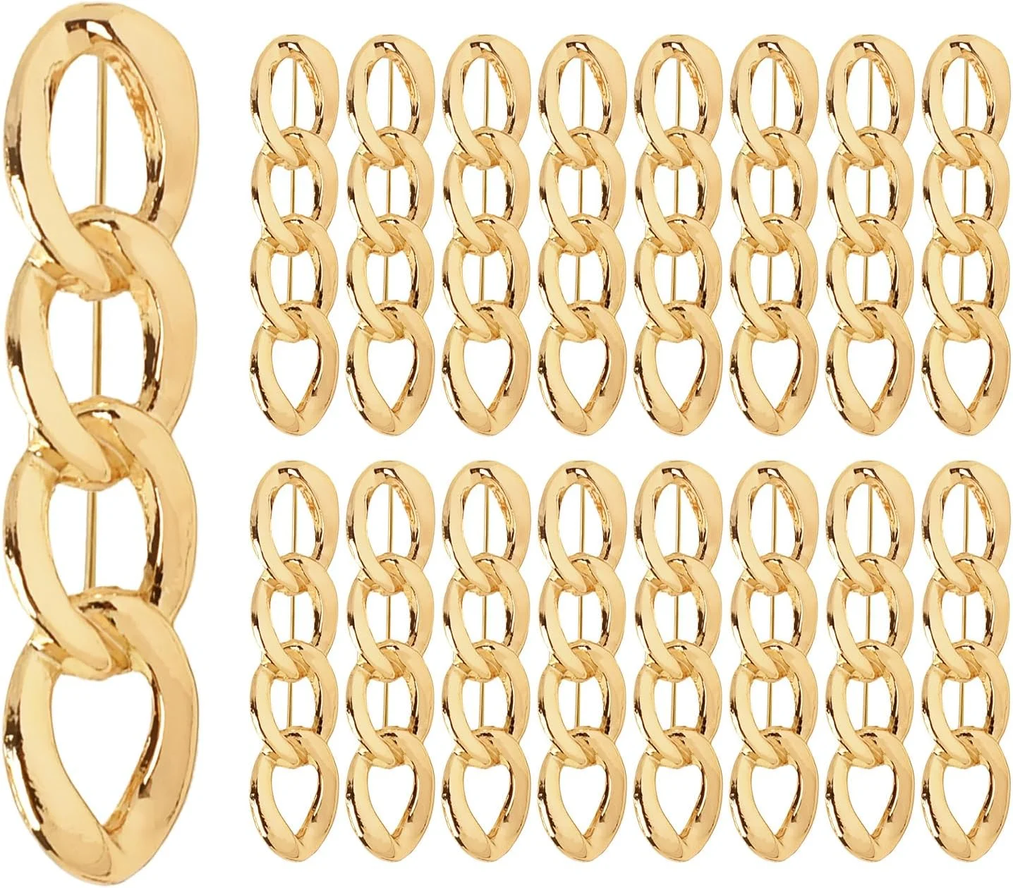 Hanycon Safety Pins, 10pcs 2.35inch Four-Ring Shape Safety Pins Sweater Shawl Clip Brooch Pins for Women Clothing Dress Pants Skirt Waist Pants Extender Dressing Accessories (Gold)