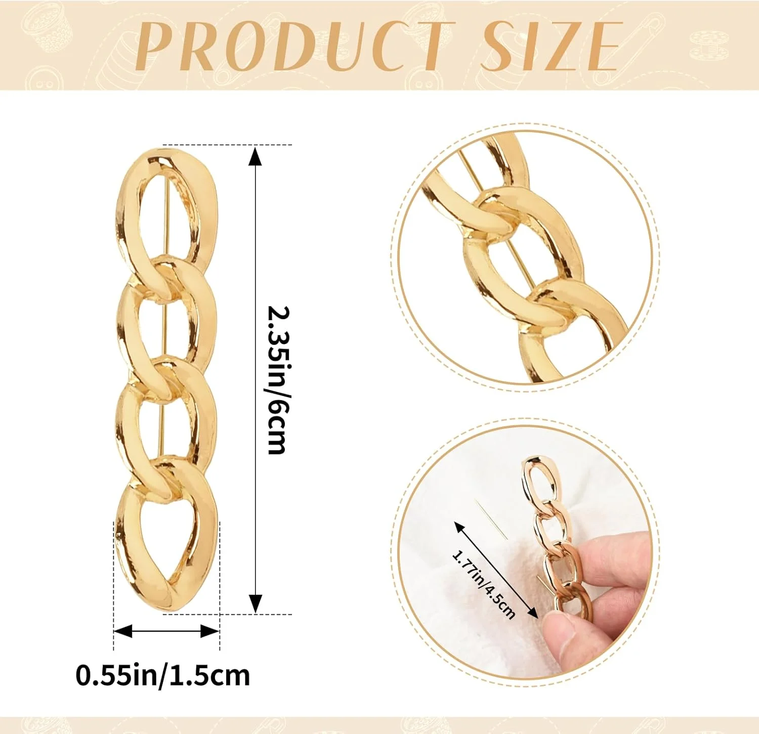 Hanycon Safety Pins, 10pcs 2.35inch Four-Ring Shape Safety Pins Sweater Shawl Clip Brooch Pins for Women Clothing Dress Pants Skirt Waist Pants Extender Dressing Accessories (Gold) Hanycon Safety Pins, 10pcs 2.35inch Four-Ring Shape Safety Pins Sweater Shawl Clip Brooch Pins for Women Clothing Dress Pants Skirt Waist Pants Extender Dressing Accessories (Gold)