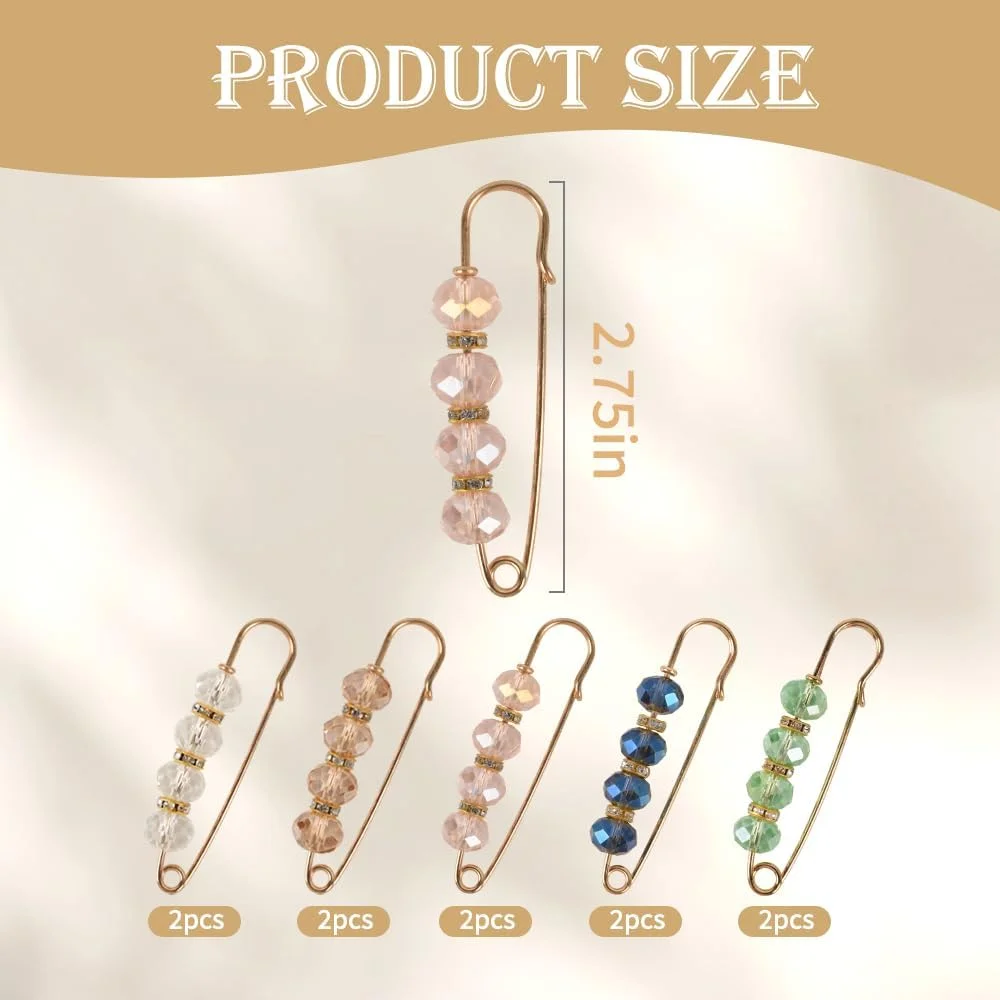 Hanycon Faux Rhinestone Safety Pins, 10pcs 2.76inch Sweater Shawl Clip Crystal Brooch Pins for Women Clothing Dress Pants Skirt Waist Pants Extender Dressing Accessories Hanycon Faux Rhinestone Safety Pins, 10pcs 2.76inch Sweater Shawl Clip Crystal Brooch Pins for Women Clothing Dress Pants Skirt Waist Pants Extender Dressing Accessories
