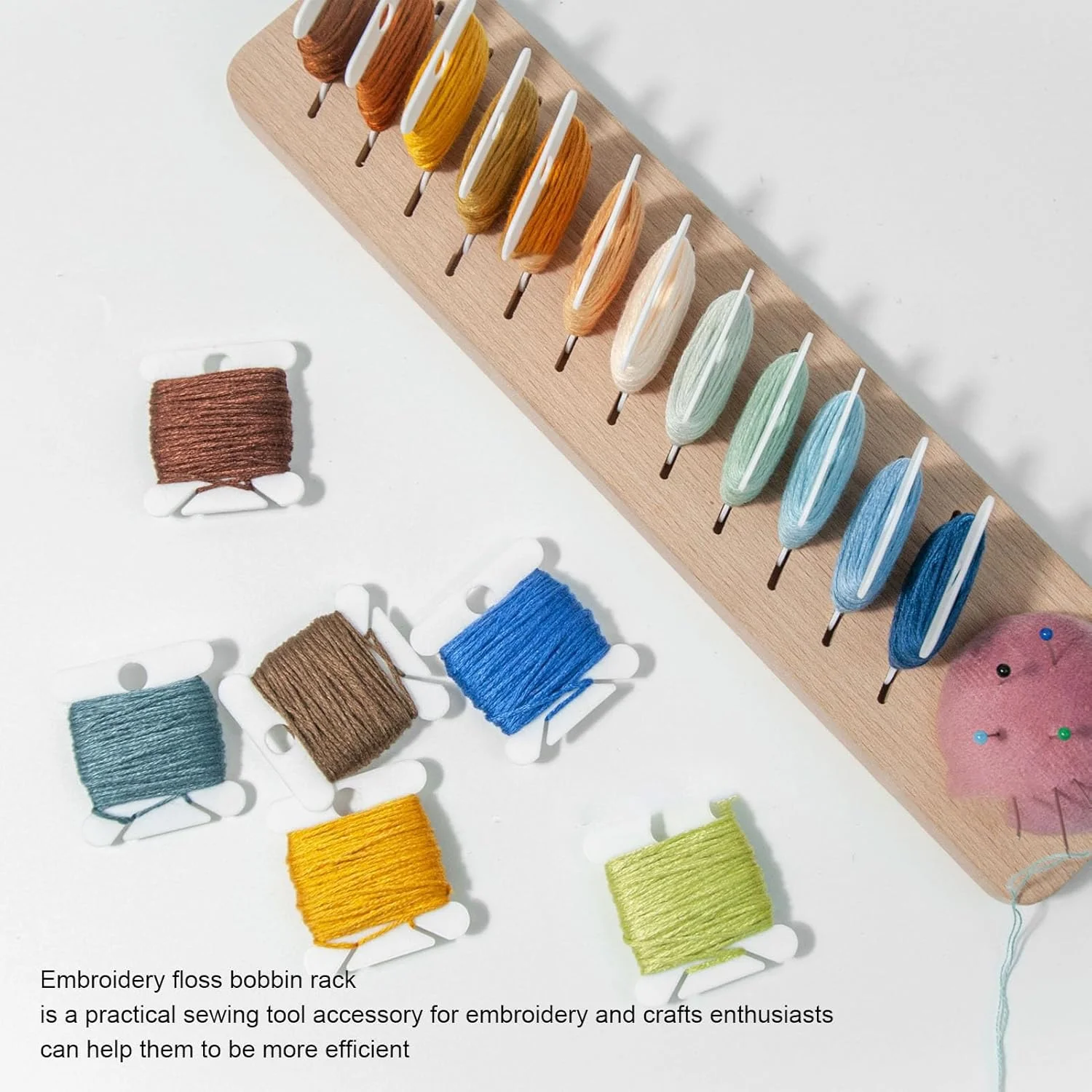 Haofy Embroidery Floss Bobbin Wooden Inserts Holder, Durable Beech Wood Rack for Sewing, Great Idea for Birthdays and Holidays Haofy Embroidery Floss Bobbin Wooden Inserts Holder, Durable Beech Wood Rack for Sewing, Great Idea for Birthdays and Holidays