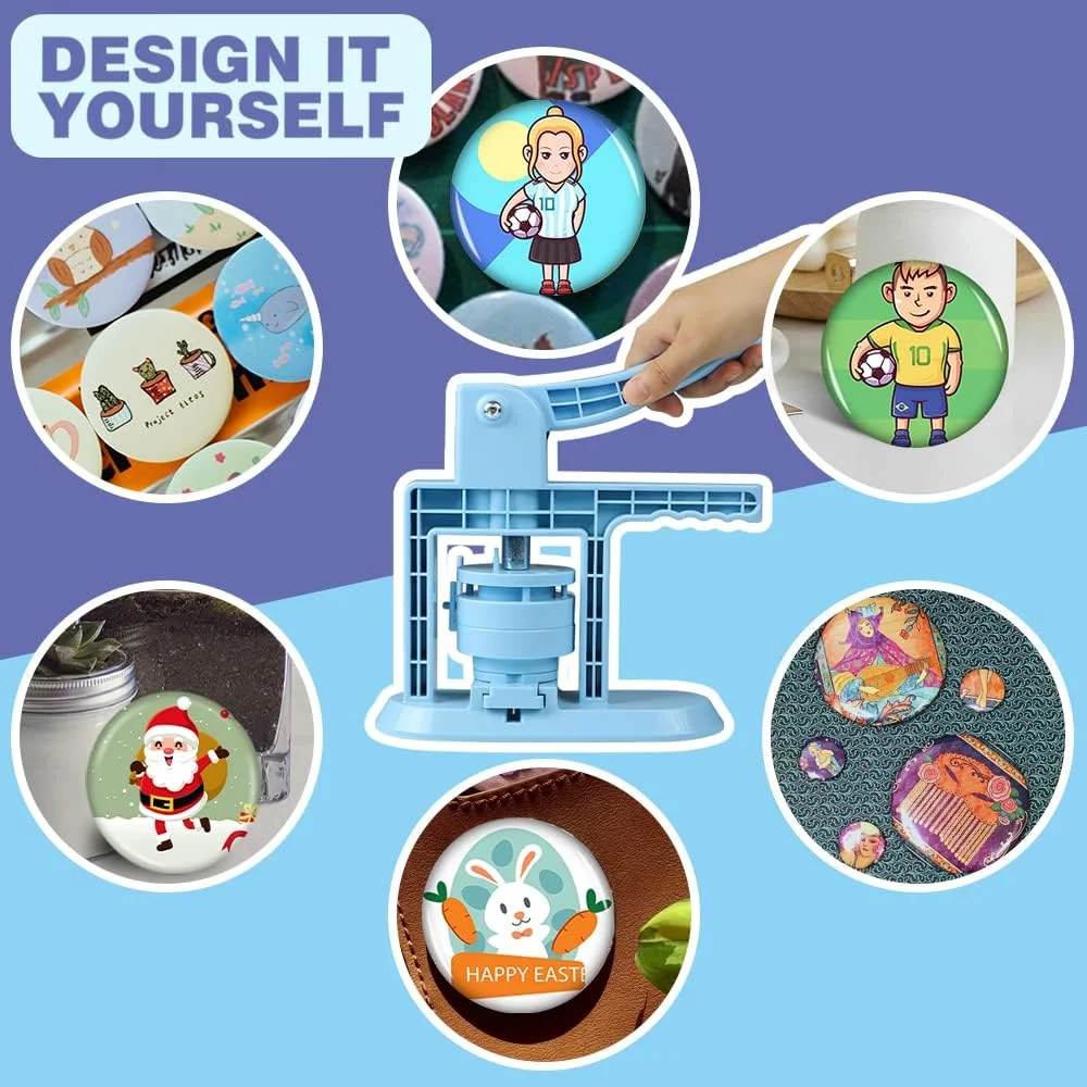 Happizza Button Maker Machine Multiple Sizes (4th Gen), Pin Maker 1+1.25+2.25 inch / 25+32+58mm, Badge Button Press Machine with Cutting Mat & 300 Sets Badge Making Supplies & Circle Cutter Happizza Button Maker Machine Multiple Sizes (4th Gen), Pin Maker 1+1.25+2.25 inch / 25+32+58mm, Badge Button Press Machine with Cutting Mat & 300 Sets Badge Making Supplies & Circle Cutter