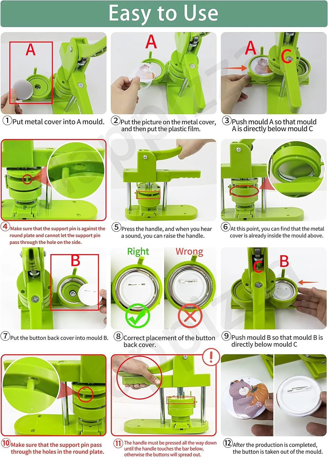 Happizza Button Maker Machine Multiple Sizes (4th Gen), Pin Maker 1+1.25+2.25 inch / 25+32+58mm, Badge Button Press Machine with Cutting Mat & 300 Sets Badge Making Supplies & Circle Cutter Happizza Button Maker Machine Multiple Sizes (4th Gen), Pin Maker 1+1.25+2.25 inch / 25+32+58mm, Badge Button Press Machine with Cutting Mat & 300 Sets Badge Making Supplies & Circle Cutter