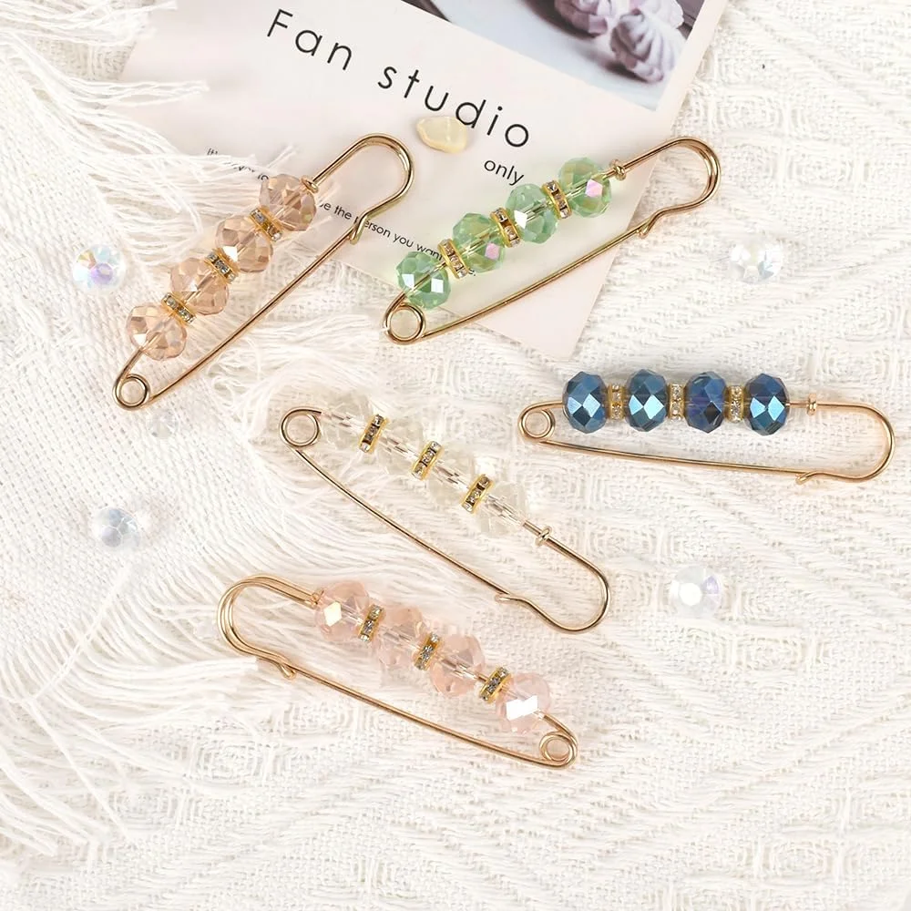Hanycon Faux Rhinestone Safety Pins, 10pcs 2.76inch Sweater Shawl Clip Crystal Brooch Pins for Women Clothing Dress Pants Skirt Waist Pants Extender Dressing Accessories Hanycon Faux Rhinestone Safety Pins, 10pcs 2.76inch Sweater Shawl Clip Crystal Brooch Pins for Women Clothing Dress Pants Skirt Waist Pants Extender Dressing Accessories