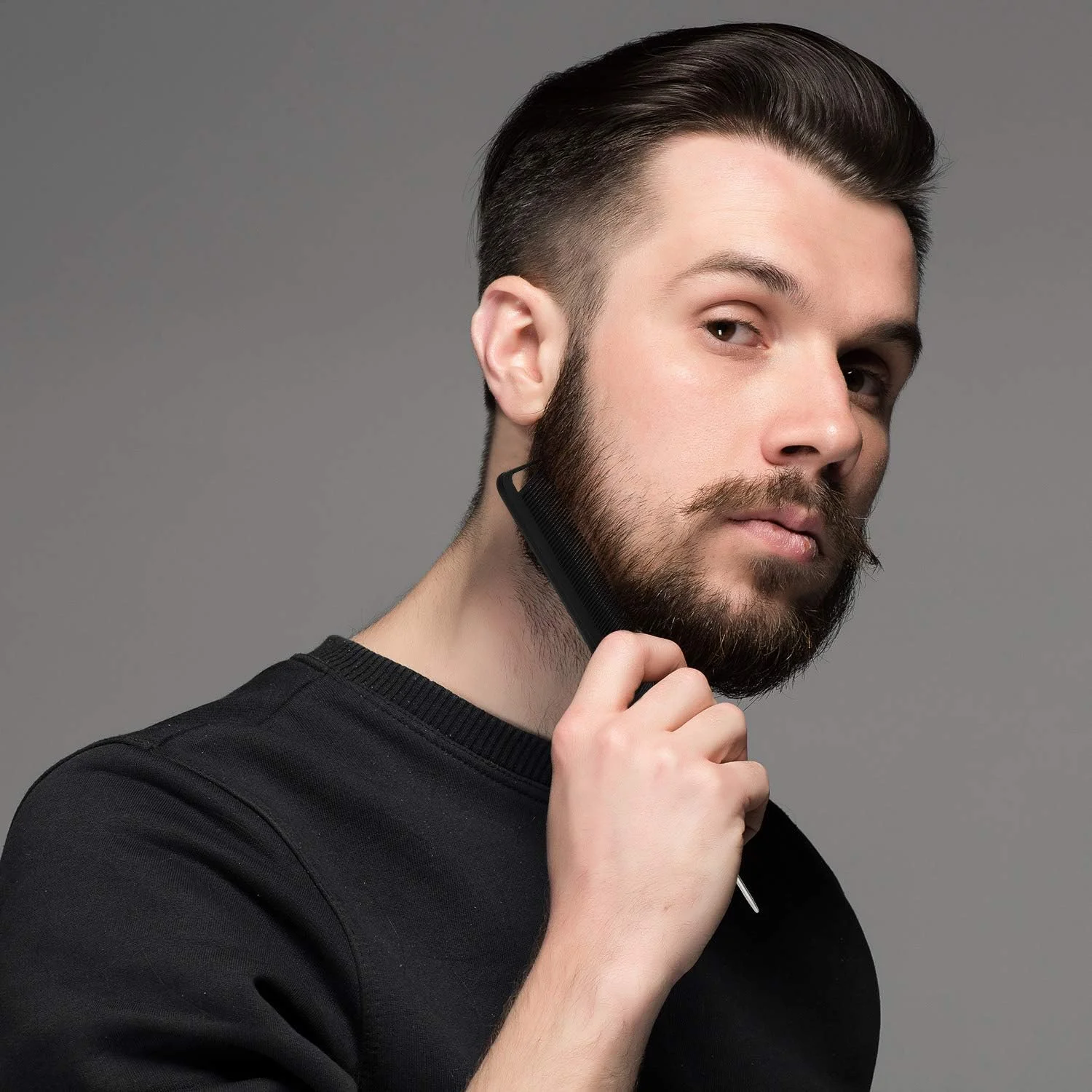 ست شانه تقسیم مو 6 تکه KASTWAVE استیل ضد زنگ - شانه‌های دم موشی و پوش دهنده برای برش، حالت دادن و استفاده آرایشگاهی - مشکی و صورتی