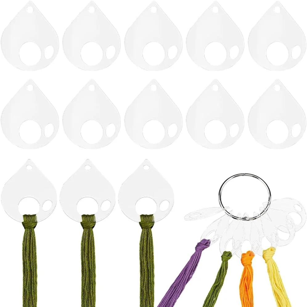 GORGECRAFT 30 عدد قرقره نخ اکریلیک شفاف برای نخ دندان، قرقره های گلدوزی چوبی 49.5x42.5 میلی متر، نگهدارنده نخ مربع شکل، کارت تخته خیاطی با حلقه نخ دندان برای خیاطی DIY پنبه ای