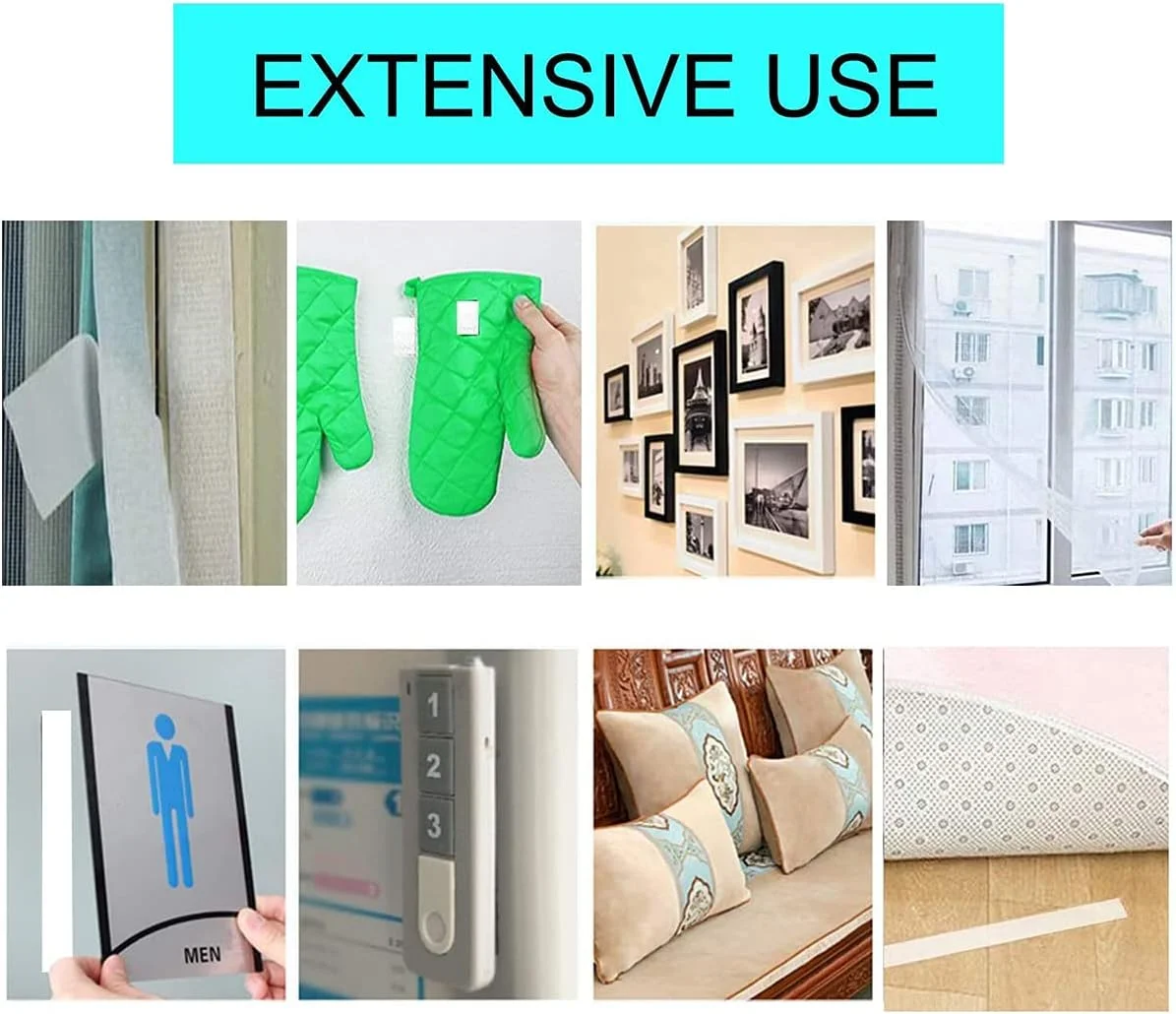 نوار چسبی قلاب و حلقه ای با کیفیت، نوار چسب خود چسب، نوار قلاب حلقه ای سنگین، رول نوار چسب دو طرفه قابل استفاده مجدد، چسب قوی، نوار چسب خود چسب، سفید (8 متر)