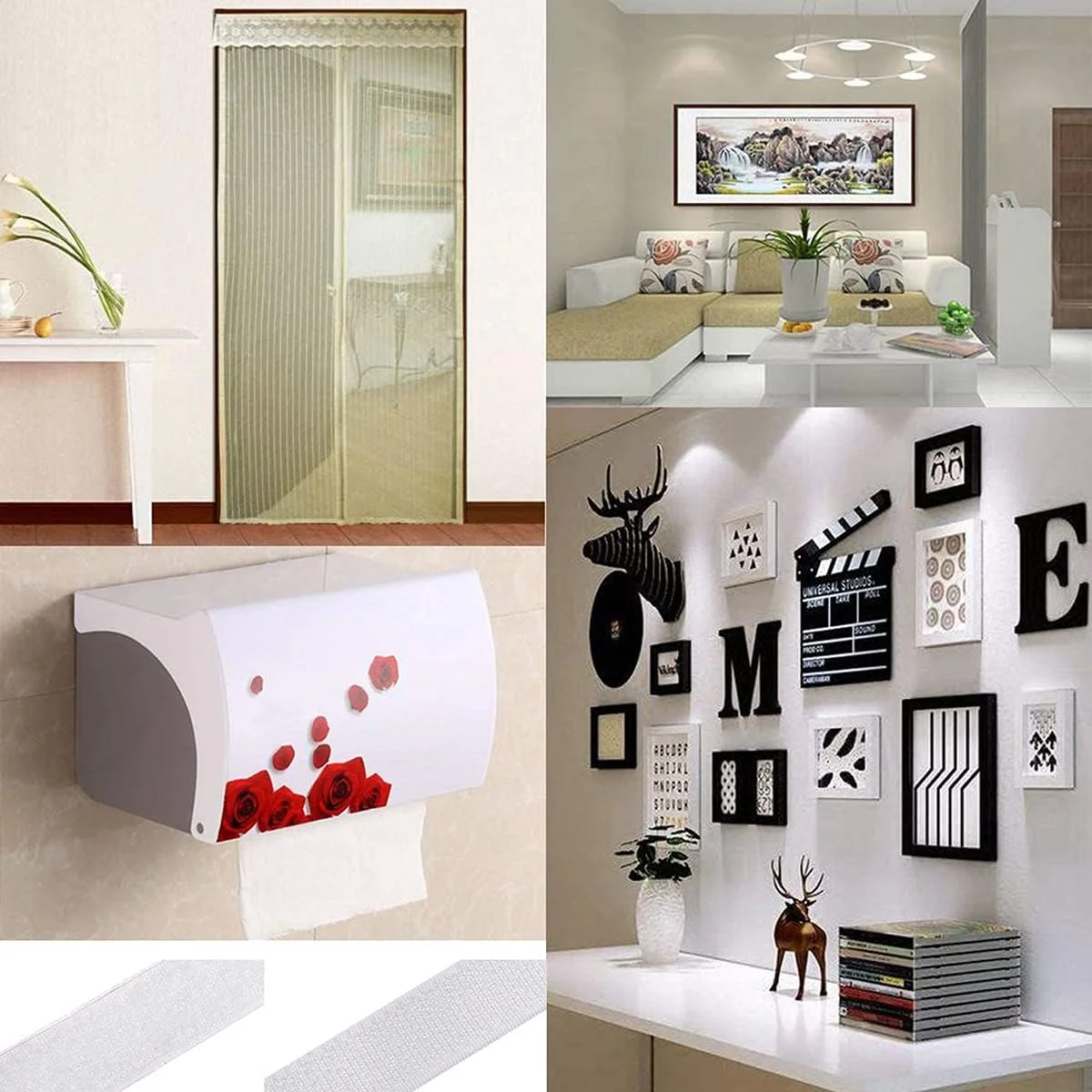 نوار چسبی قلاب و حلقه ای با کیفیت، نوار چسب خود چسب، نوار قلاب حلقه ای سنگین، رول نوار چسب دو طرفه قابل استفاده مجدد، چسب قوی، نوار چسب خود چسب، سفید (8 متر)