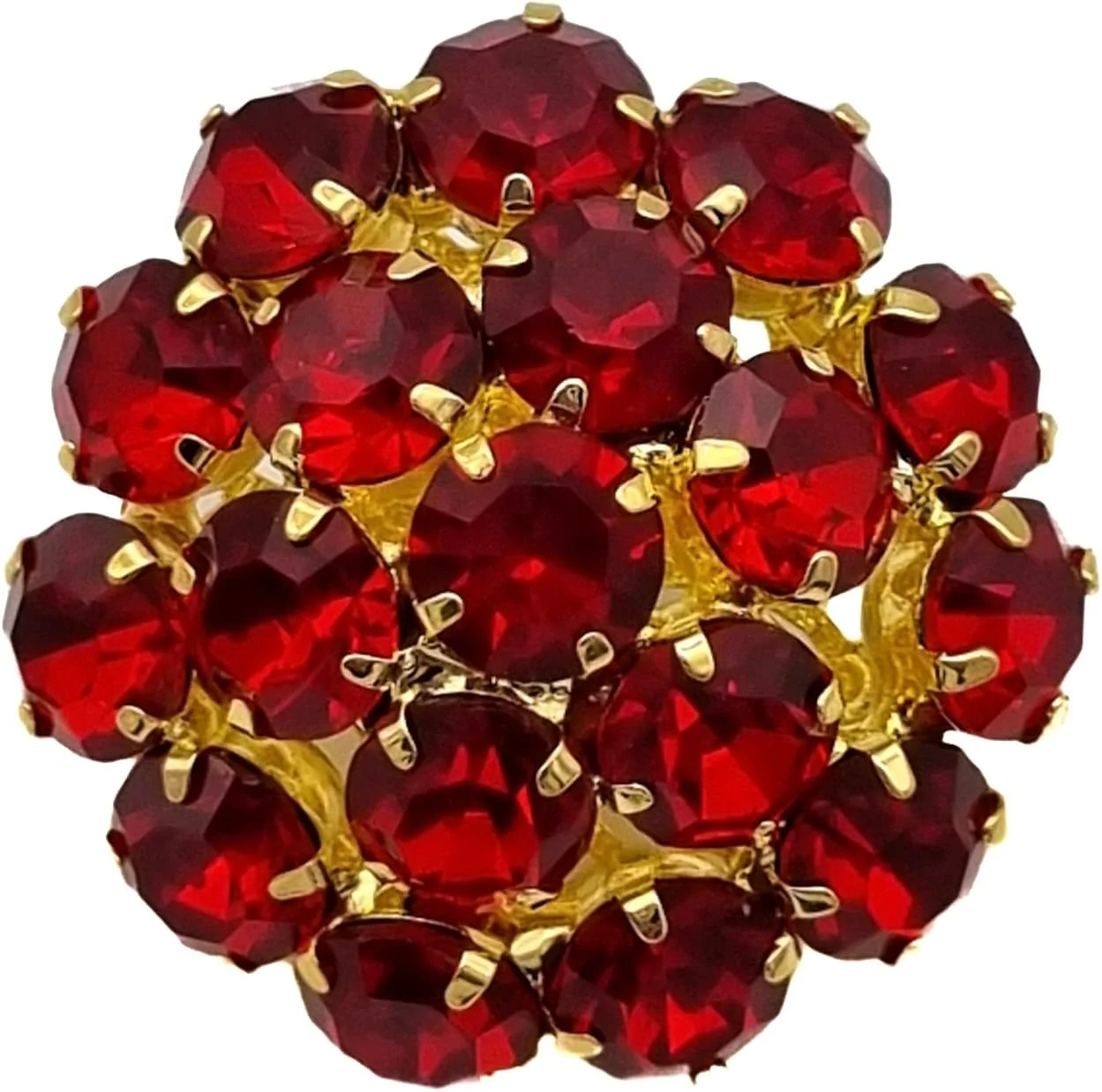 Goldgöre 5 Elegant Metal Buttons Red Gold with Rhinestones with Eyelet for Sewing 26 mm