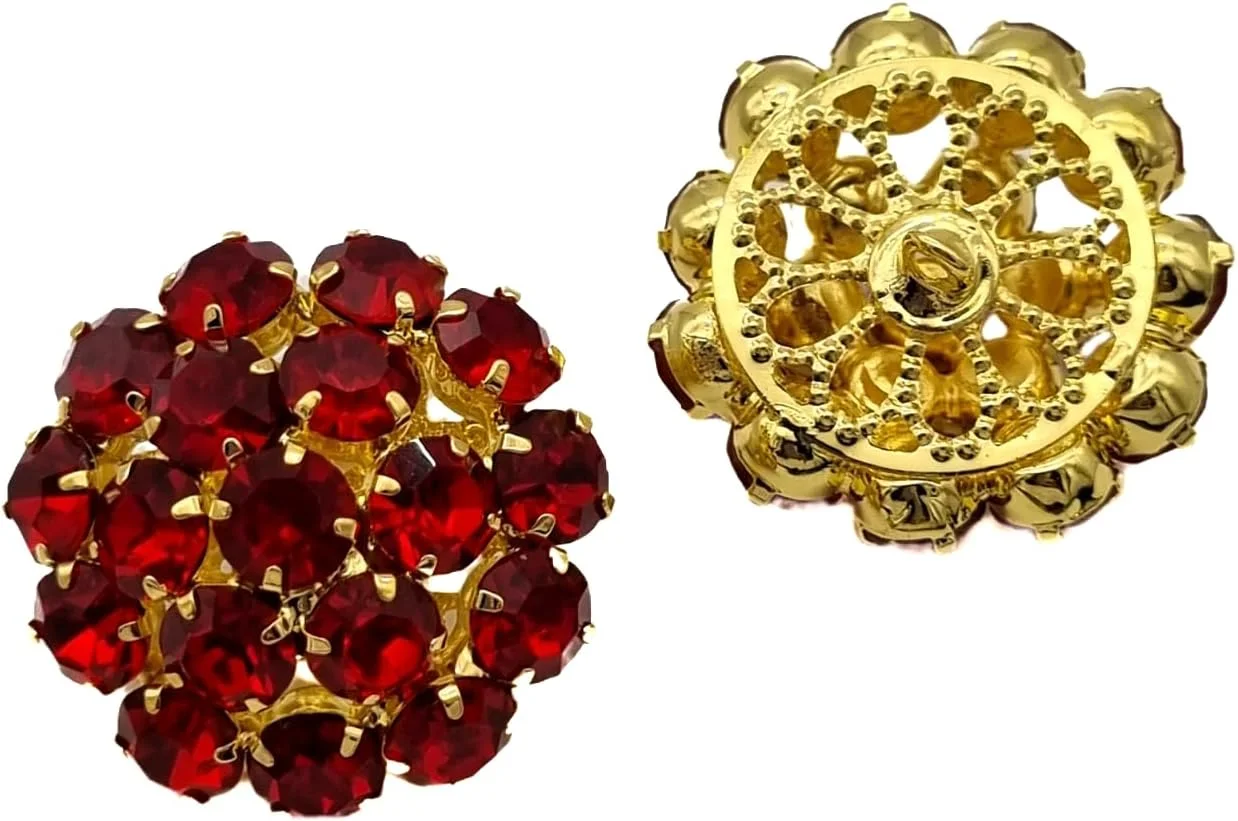 Goldgöre 5 Elegant Metal Buttons Red Gold with Rhinestones with Eyelet for Sewing 26 mm Goldgöre 5 Elegant Metal Buttons Red Gold with Rhinestones with Eyelet for Sewing 26 mm