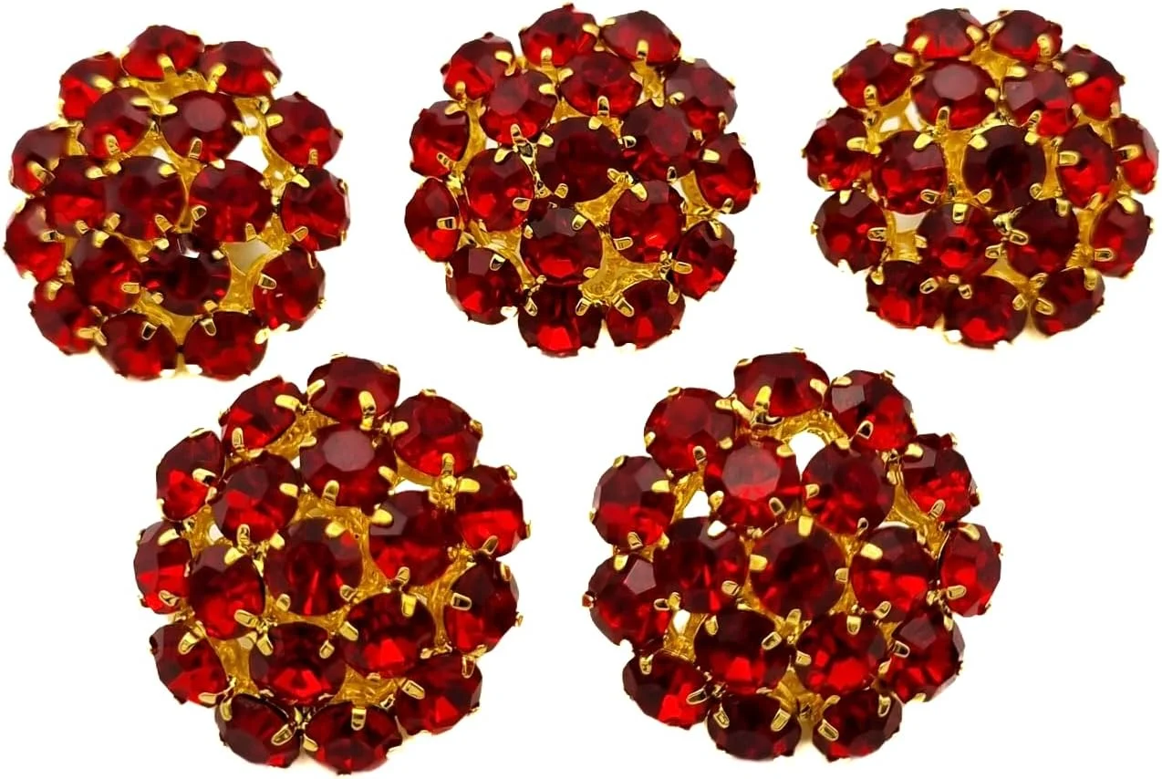 Goldgöre 5 Elegant Metal Buttons Red Gold with Rhinestones with Eyelet for Sewing 26 mm Goldgöre 5 Elegant Metal Buttons Red Gold with Rhinestones with Eyelet for Sewing 26 mm