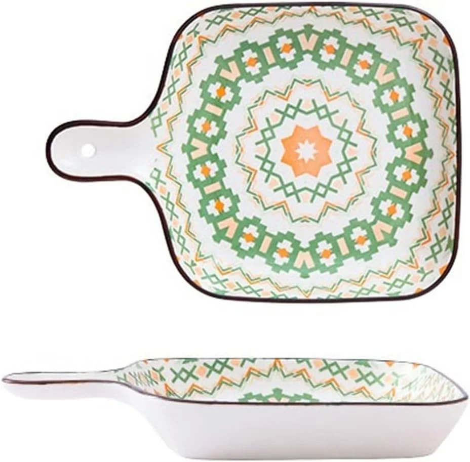 gratin dishes for oven ceramic steak plate household dish western food plate high temperature resistant handle baking dish kitchen tableware cu dish