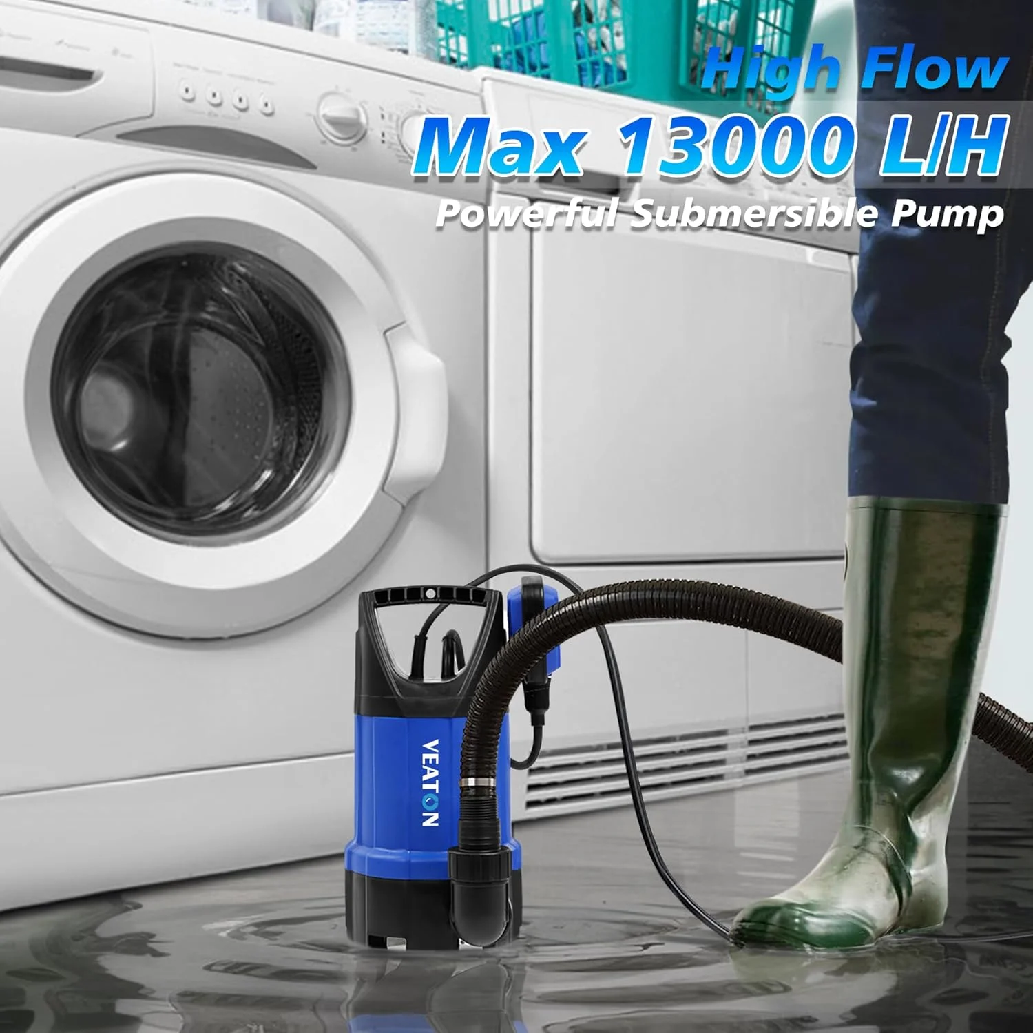 پمپ شناور قابل حمل 750 وات FLUENT POWER با ظرفیت 12500 لیتر در ساعت، پمپ آب تمیز/کثیف با عملکرد قابل تغییر سوئیچ شناور توسط نگهدارنده آن برای حوض، باغ، استخر شنا پمپ شناور قابل حمل 750 وات FLUENT POWER با ظرفیت 12500 لیتر در ساعت، پمپ آب تمیز/کثیف با عملکرد قابل تغییر سوئیچ شناور توسط نگهدارنده آن برای حوض، باغ، استخر شنا