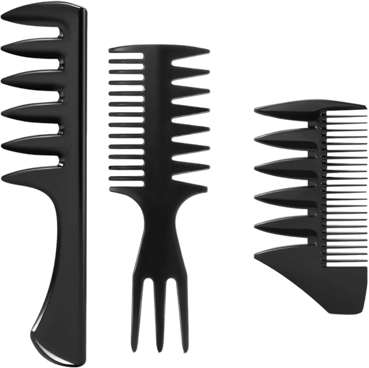 ست حالت دهنده موی مردانه 3 تکه Flomiara، شانه های مو آرایشگری دندانه پهن، بافت کویف، پمپادور، آندرکات مناسب برای انواع مدل موهای مردانه، وینتیج، مناسب برای استفاده در منزل و توسط آرایشگران