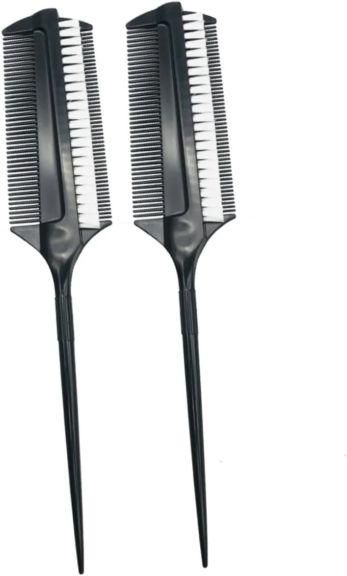 فومایز 2 عدد شانه برای زنان، شانه هایلایت، شانه پوش دهنده مو، شانه آرایشگری حرفه ای، شانه دم موشی، شانه سالن مو، برس رنگ مو، برس رنگ مو، اپلیکاتور رنگ مو، مشکی