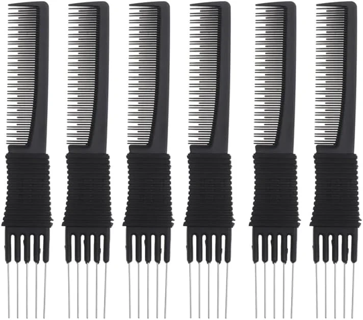 مجموعه شانه دندانه فولادی درجه یک Didiseaon، 6 عدد شانه دم مو، باز کننده گره برای حالت دادن به مو