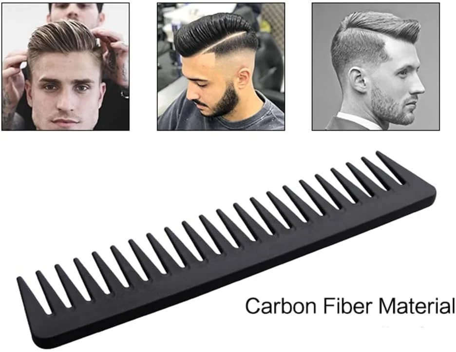 شانه مو مردانه Didiseaon، شانه حالت دهنده قدیمی، مواد ایمن، ضد الکتریسیته ساکن، دندانه پهن، مشکی