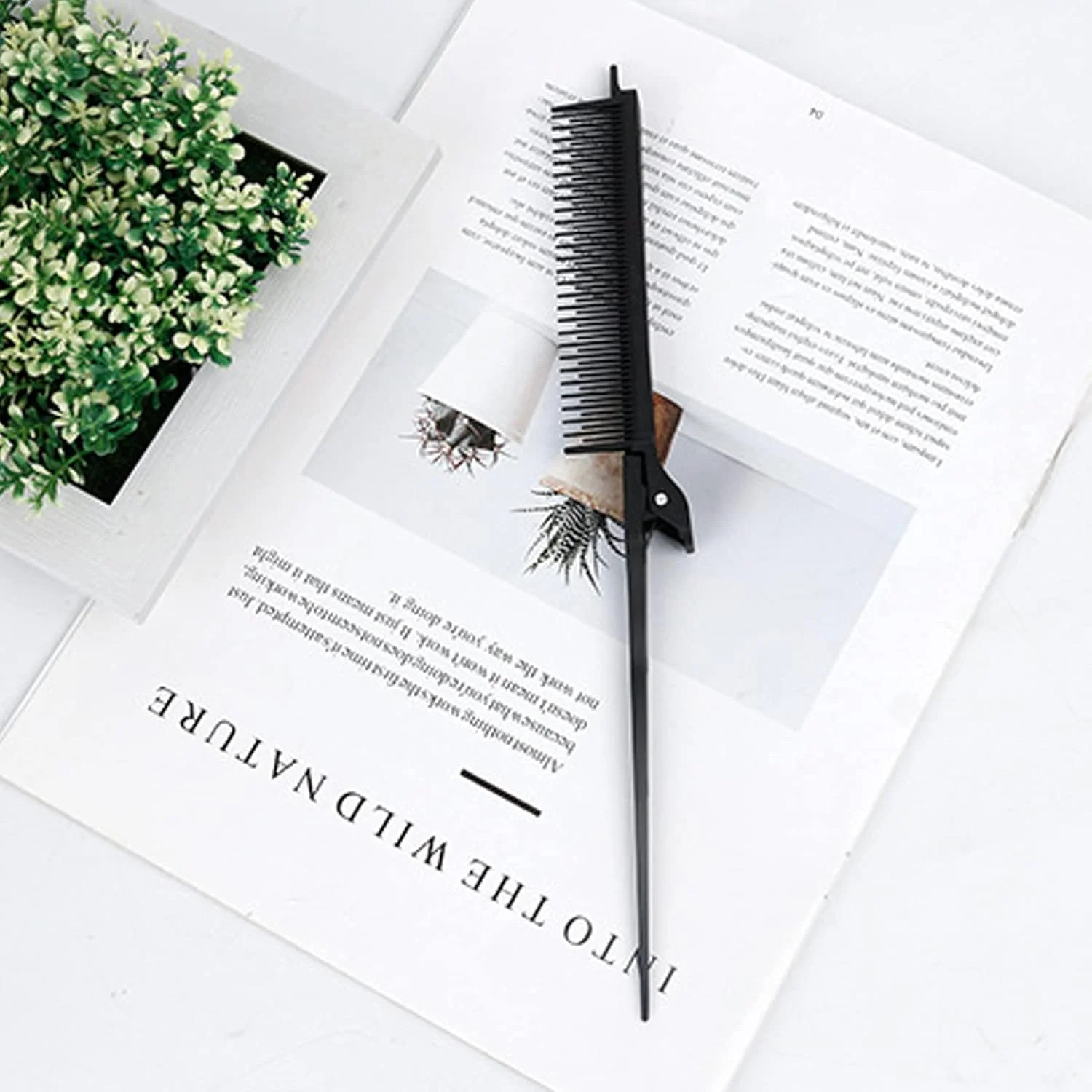 شانه پوش دهنده مو Chazcool، شانه دم موشی زنانه، شانه با نوک جداکننده، ابزار حالت دهنده رنگ مو برای موهای گره خورده و نامرتب