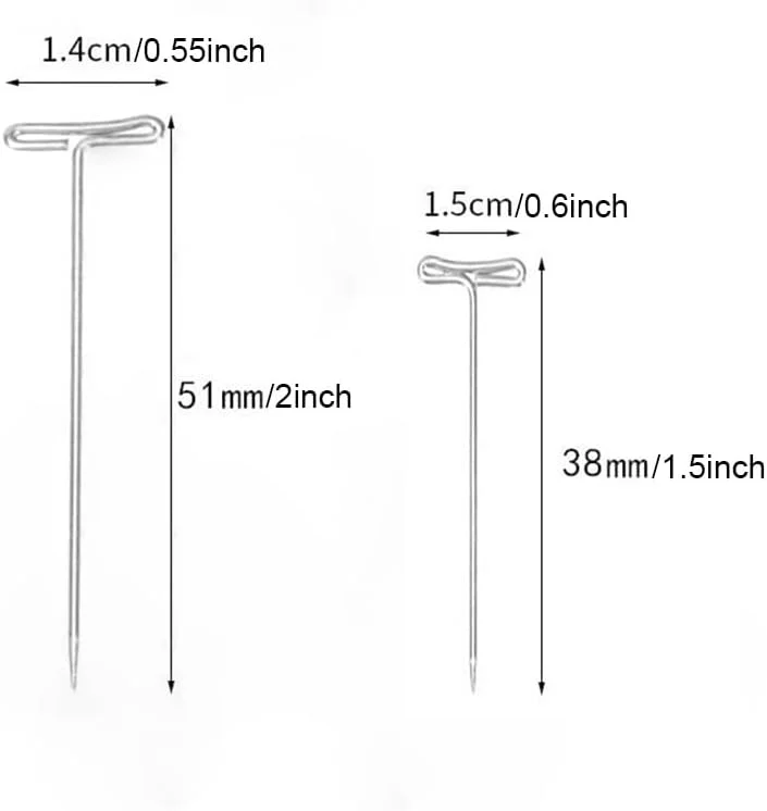 GIAVGIAV Wig T-pins, 110 PCs Sewing Pins Quilting Pins Straight Pins for Fabric, Dressmaker, Jewelry DIY Decoration, Crafts, Blocking Knitting, Crocheting, Modelling and Office(1.5inch,2Inch) GIAVGIAV Wig T-pins, 110 PCs Sewing Pins Quilting Pins Straight Pins for Fabric, Dressmaker, Jewelry DIY Decoration, Crafts, Blocking Knitting, Crocheting, Modelling and Office(1.5inch,2Inch)