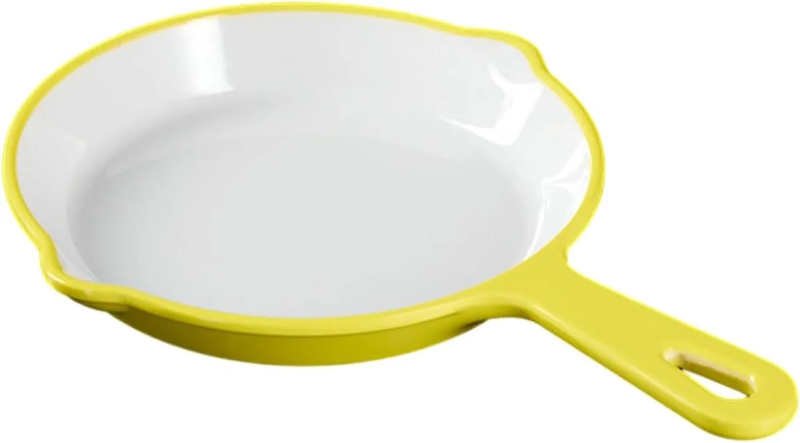 سینی فر دسته دار گرد طرح نوردیک TROSIQUANJIA، ضد افتادن، طرح ظریف سرامیکی، دو رنگ - زرد