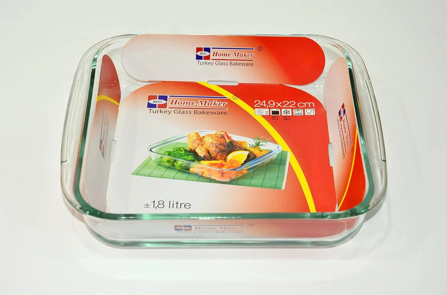 ظرف پیرکس مربع هوم میکر 1.8 لیتری، ساخت ترکیه، طراحی ممتاز، حفظ و توزیع حرارت عالی، قابل شستشو در ماشین ظرفشویی ظرف پیرکس مربع هوم میکر 1.8 لیتری، ساخت ترکیه، طراحی ممتاز، حفظ و توزیع حرارت عالی، قابل شستشو در ماشین ظرفشویی