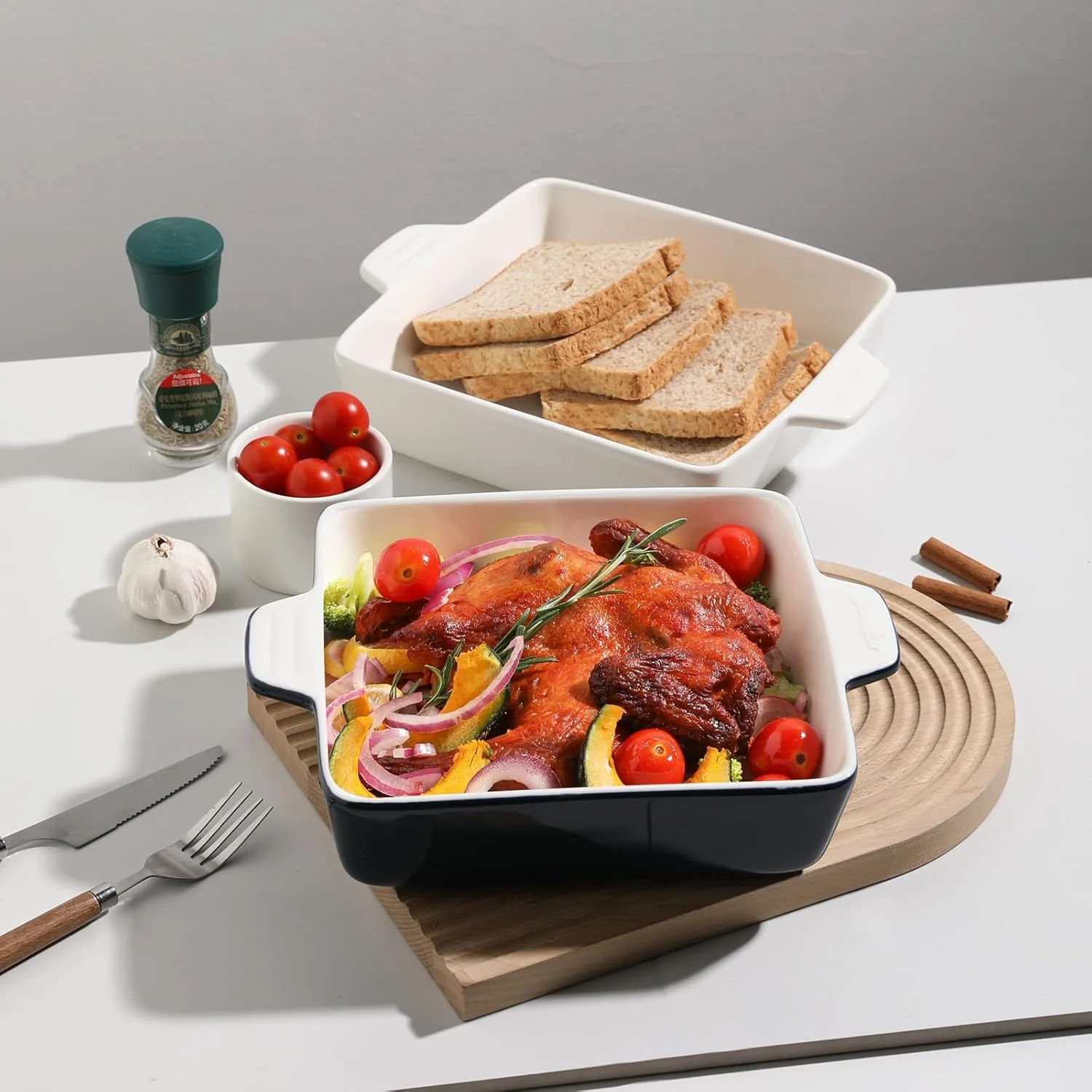 ظرف پخت سرامیکی Sweejar، قالب پخت کیک 9x9 برای براونی، ظروف پخت مربعی چینی با دسته دوتایی برای سوفله، لازانیا، شام خانوادگی (سرمه ای) ظرف پخت سرامیکی Sweejar، قالب پخت کیک 9x9 برای براونی، ظروف پخت مربعی چینی با دسته دوتایی برای سوفله، لازانیا، شام خانوادگی (سرمه ای)