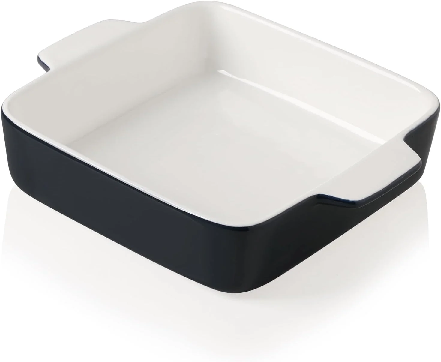 ظرف پخت سرامیکی Sweejar، قالب پخت کیک 8x8 برای براونی، ظروف پخت مربعی چینی با دسته دوتایی برای سوفله، لازانیا، شام خانوادگی (سرمه ای)