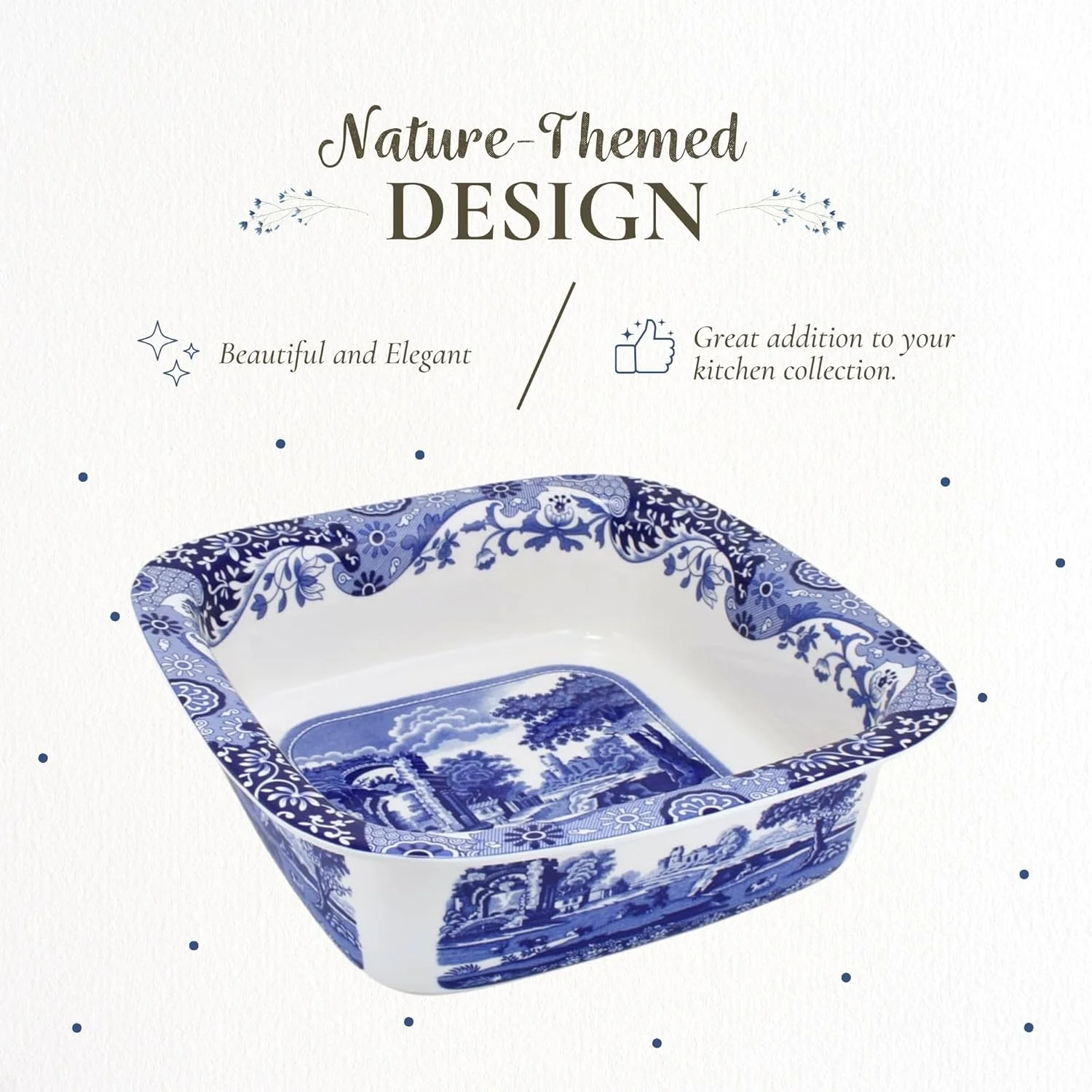 ظرف مربعی طرح ایتالیایی آبی اسپود ظرف مربعی طرح ایتالیایی آبی اسپود