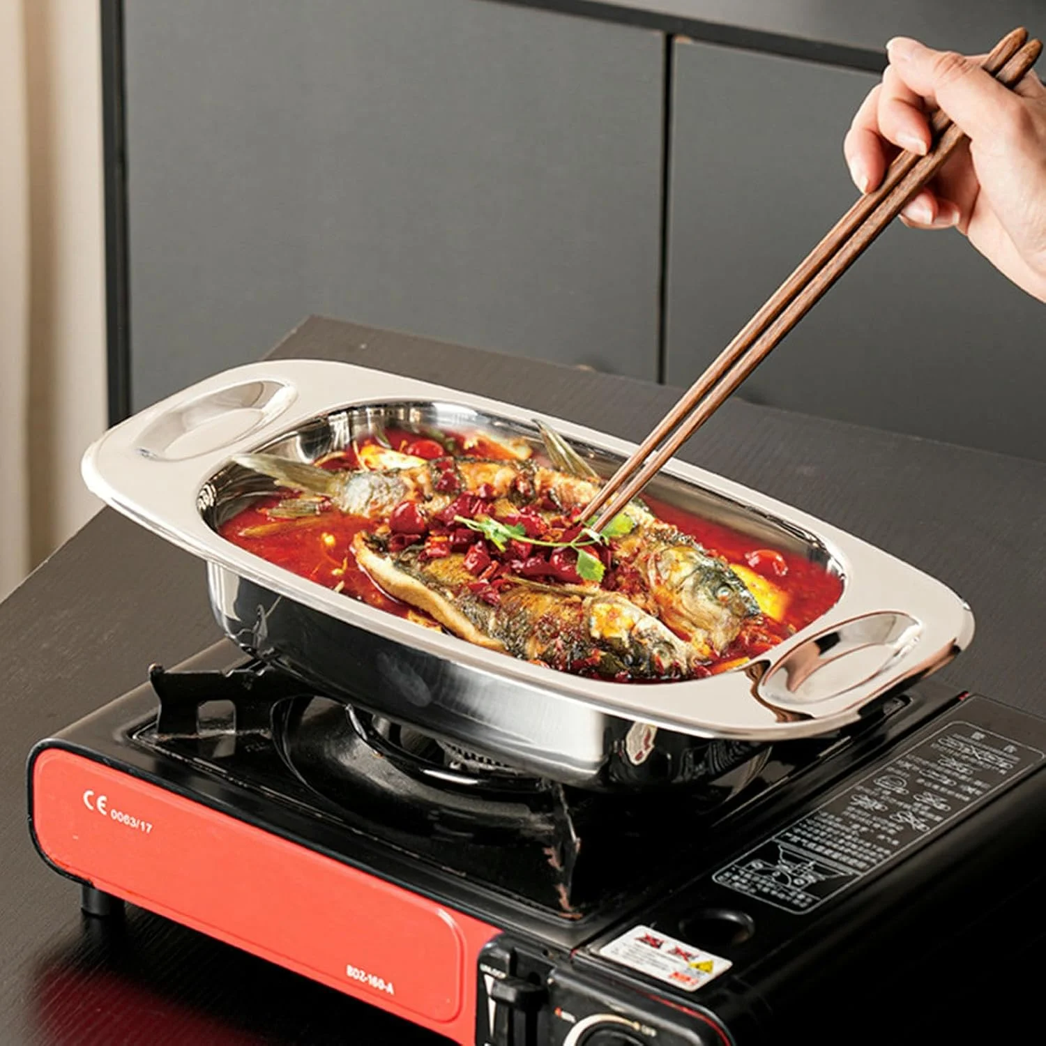 Stainless steel ears thickened rectangular baking tray household creative tableware-silver-large (52X27X7.5CM) Stainless steel ears thickened rectangular baking tray household creative tableware-silver-large (52X27X7.5CM)