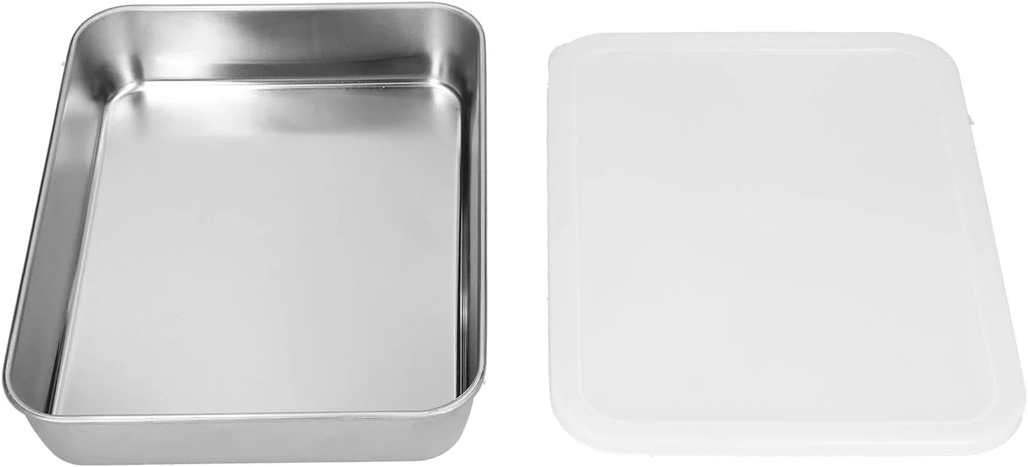 سینی فر استیل ضد زنگ نچسب، جعبه نگهداری مواد غذایی با درب و لبه عمیق برای پخت و پز در آشپزخانه (M) سینی فر استیل ضد زنگ نچسب، جعبه نگهداری مواد غذایی با درب و لبه عمیق برای پخت و پز در آشپزخانه (M)