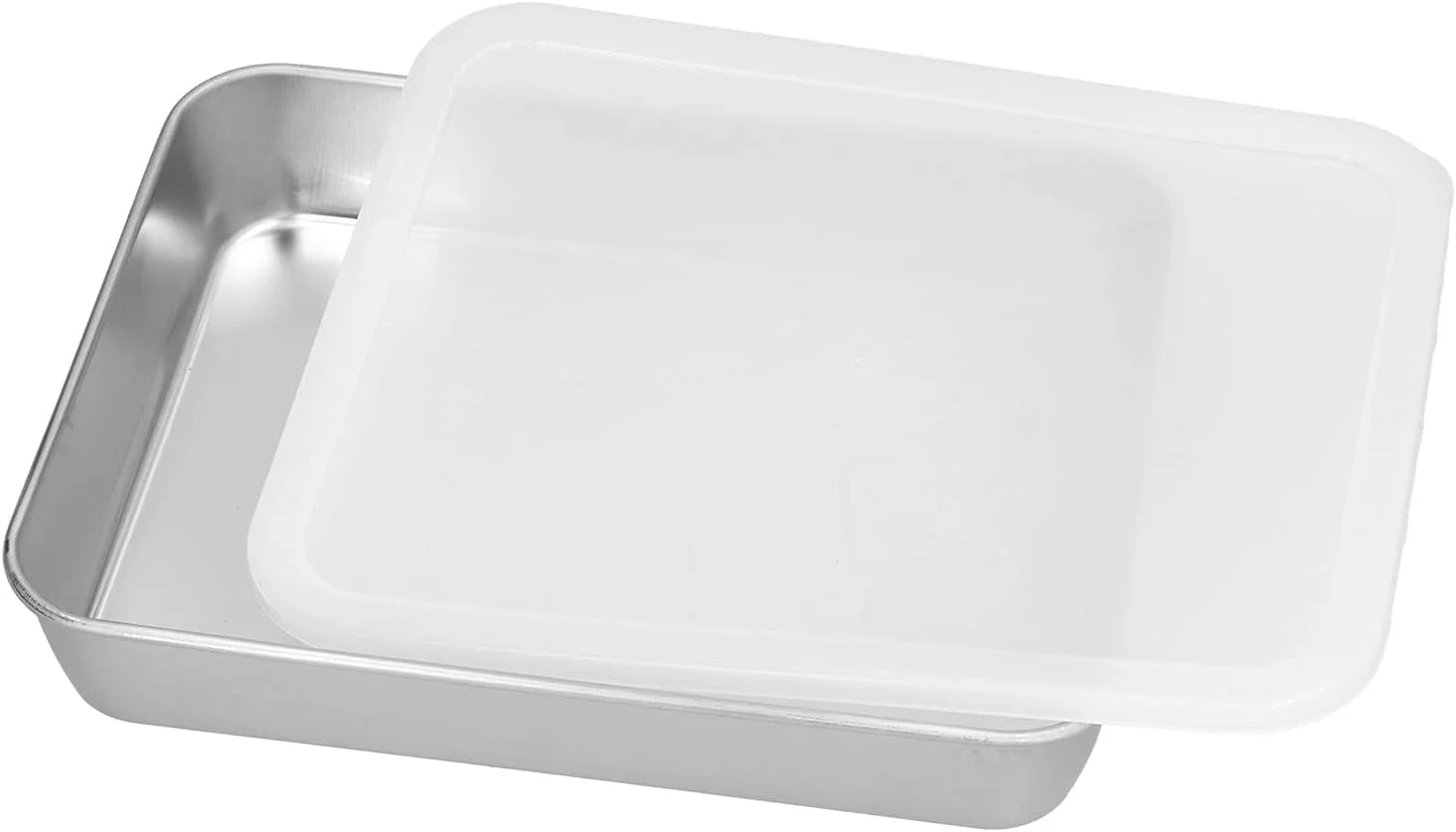 سینی فر استیل ضد زنگ نچسب، جعبه نگهداری مواد غذایی با درب و لبه عمیق برای پخت و پز در آشپزخانه (M) سینی فر استیل ضد زنگ نچسب، جعبه نگهداری مواد غذایی با درب و لبه عمیق برای پخت و پز در آشپزخانه (M)