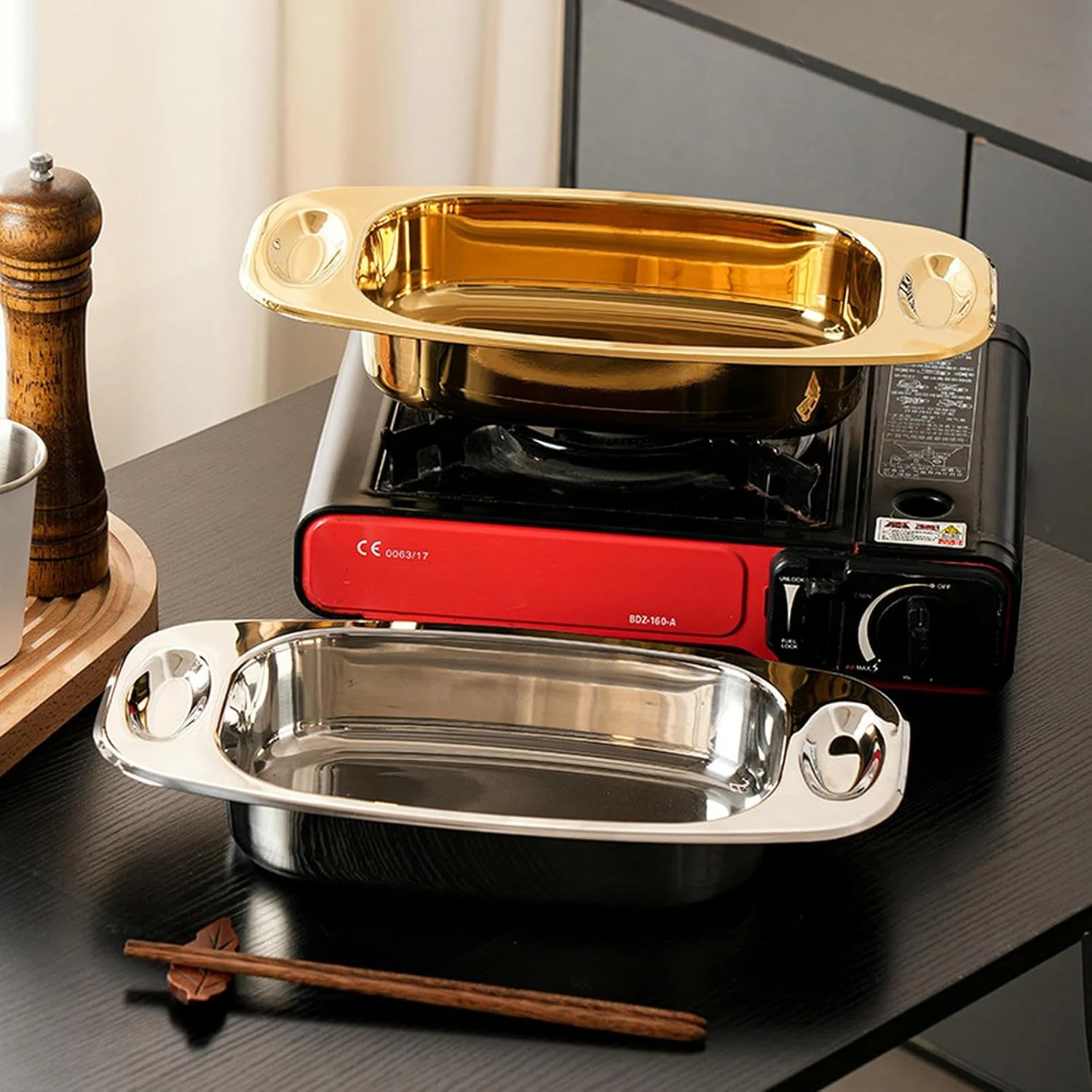 Stainless steel ears thickened rectangular baking tray household creative tableware-silver-large (52X27X7.5CM) Stainless steel ears thickened rectangular baking tray household creative tableware-silver-large (52X27X7.5CM)