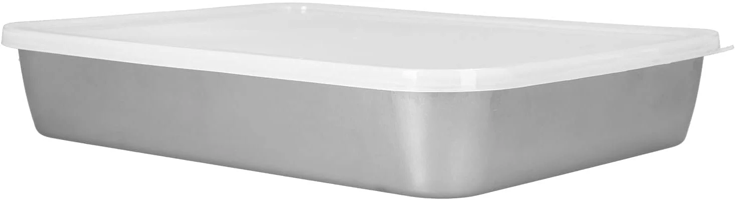 سینی فر استیل ضد زنگ نچسب، جعبه نگهداری مواد غذایی با درب و لبه عمیق برای پخت و پز در آشپزخانه (M) سینی فر استیل ضد زنگ نچسب، جعبه نگهداری مواد غذایی با درب و لبه عمیق برای پخت و پز در آشپزخانه (M)