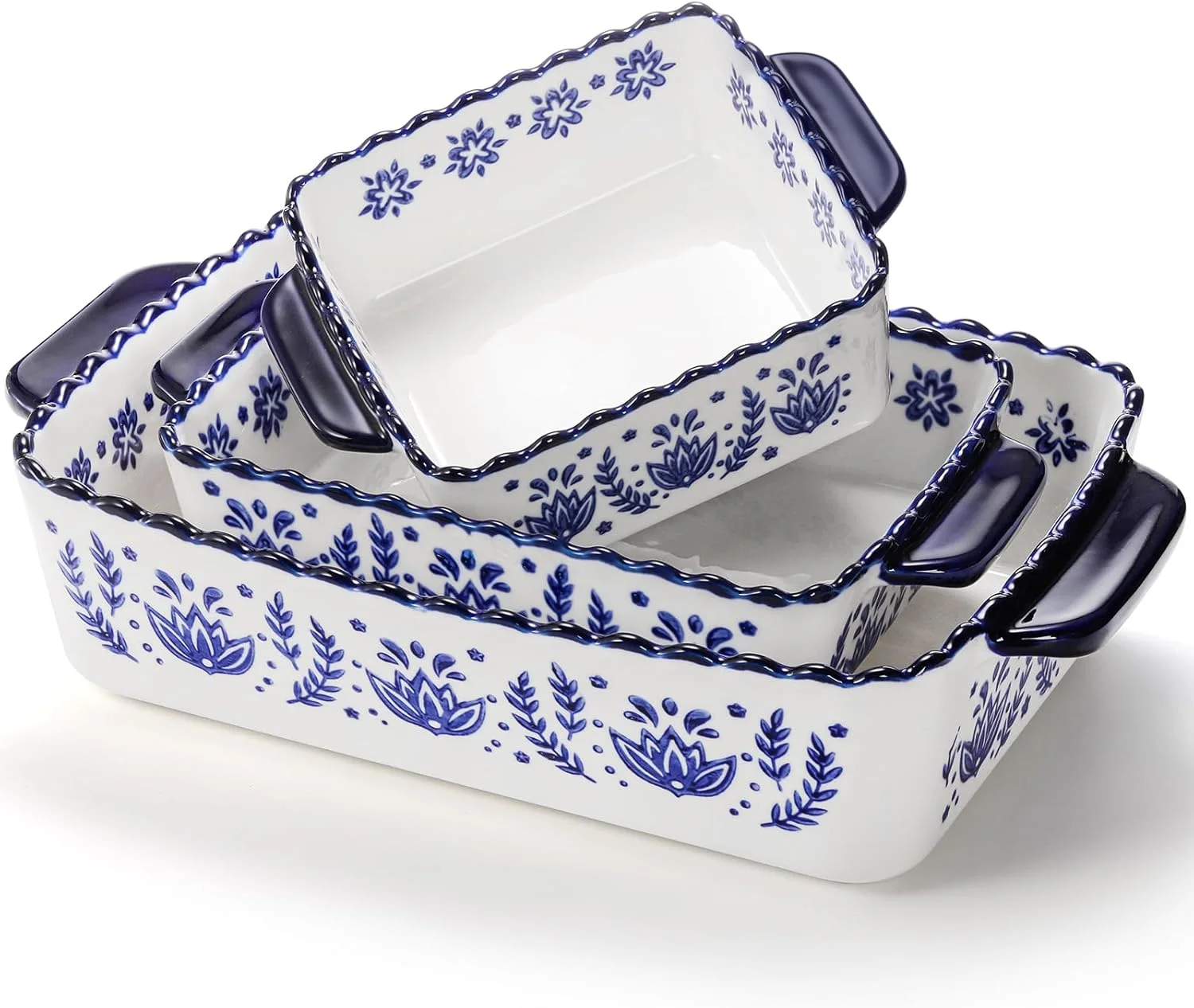 ست 3 تایی ظروف پخت سرامیکی SOUJOY، ظروف پخت مستطیلی، تابه لازانیا برای پخت و پز، آشپزخانه، ظروف خوراک پزی، شام کیک، ضیافت و استفاده روزانه