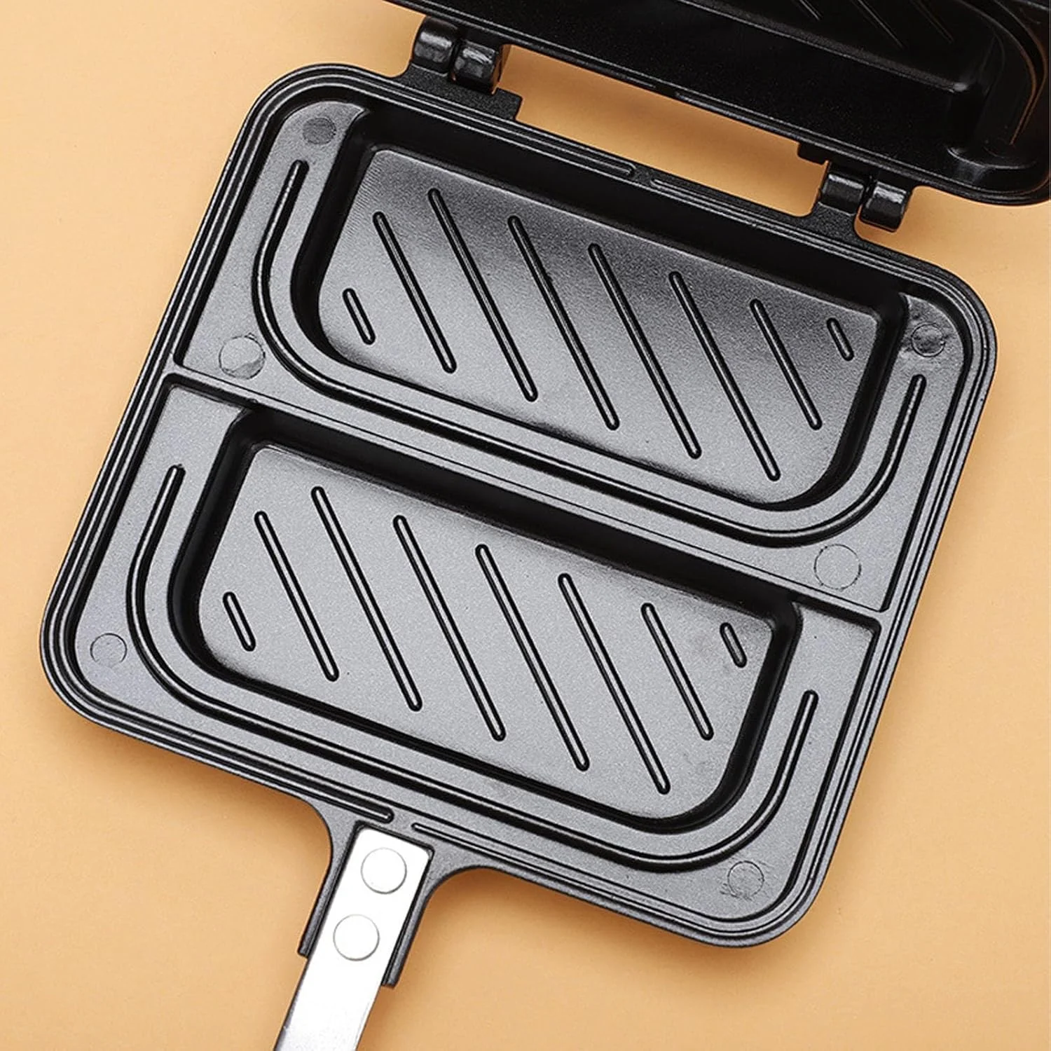دستگاه ساندویچ ساز دو طرفه سوراندی، تابه گریل پنیر کبابی، توستر برقی نچسب با لبه های مهر و موم شده برای آشپزخانه منزل، کمپینگ و مسافرت دستگاه ساندویچ ساز دو طرفه سوراندی، تابه گریل پنیر کبابی، توستر برقی نچسب با لبه های مهر و موم شده برای آشپزخانه منزل، کمپینگ و مسافرت