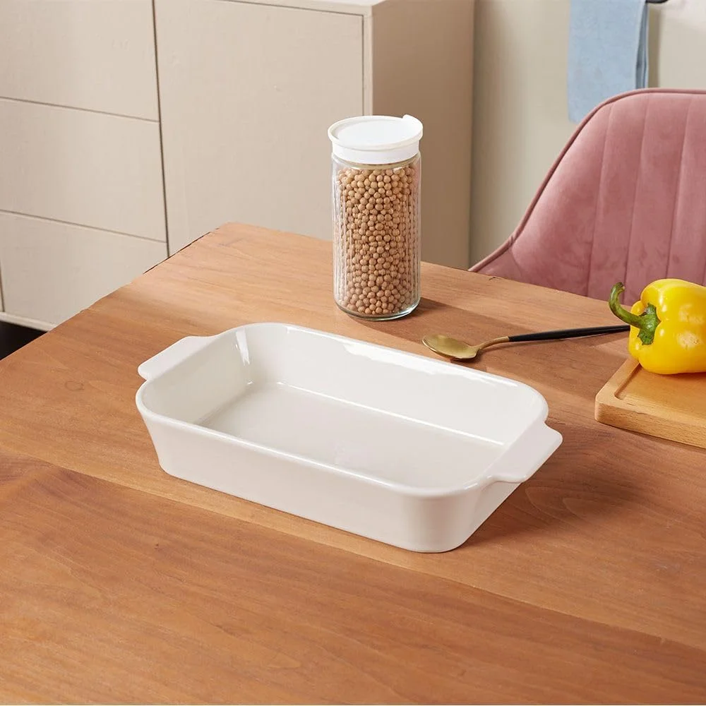 ست ظروف پخت مستطیلی 3 تکه Chef's Delight از جنس چینی، ظروف پخت بادوام و ایمن برای فر، مناسب برای لازانیا، کباب کردن، خوراک و سرو، طراحی شیک برای آشپزخانه های مدرن ست ظروف پخت مستطیلی 3 تکه Chef's Delight از جنس چینی، ظروف پخت بادوام و ایمن برای فر، مناسب برای لازانیا، کباب کردن، خوراک و سرو، طراحی شیک برای آشپزخانه های مدرن