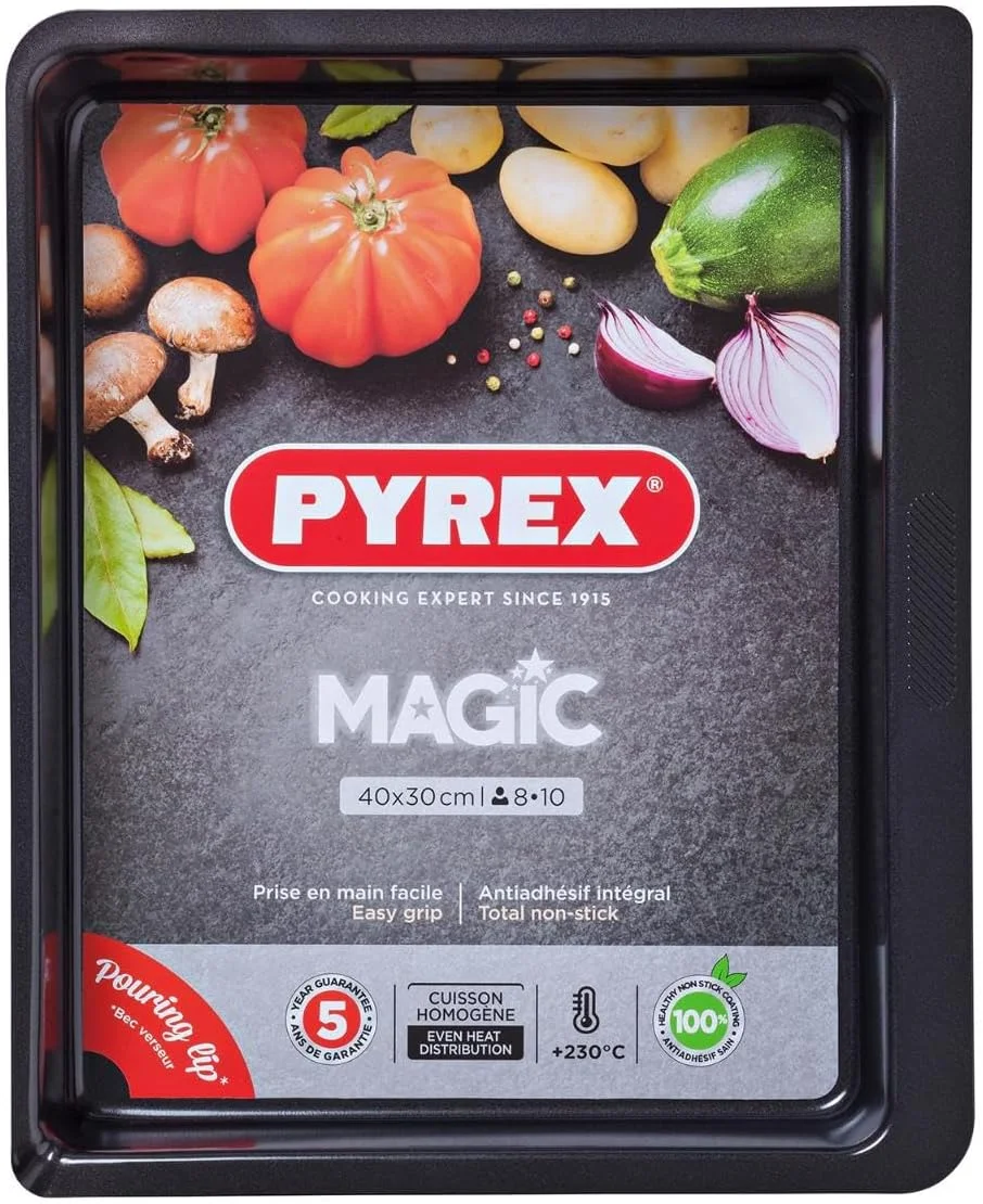 ظرف پخت پیرکس مجیک، فولاد کربنی مشکی 40x31 سانتی متر مدل 4937639 ظرف پخت پیرکس مجیک، فولاد کربنی مشکی 40x31 سانتی متر مدل 4937639