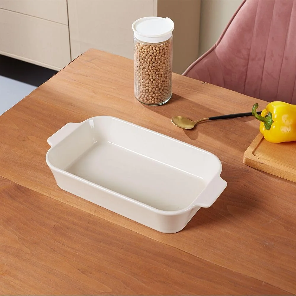 ست ظروف پخت مستطیلی 3 تکه Chef's Delight از جنس چینی، ظروف پخت بادوام و ایمن برای فر، مناسب برای لازانیا، کباب کردن، خوراک و سرو، طراحی شیک برای آشپزخانه های مدرن ست ظروف پخت مستطیلی 3 تکه Chef's Delight از جنس چینی، ظروف پخت بادوام و ایمن برای فر، مناسب برای لازانیا، کباب کردن، خوراک و سرو، طراحی شیک برای آشپزخانه های مدرن