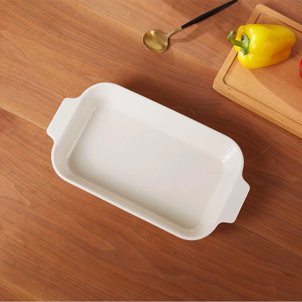 ست ظروف پخت مستطیلی 3 تکه Chef's Delight از جنس چینی، ظروف پخت بادوام و ایمن برای فر، مناسب برای لازانیا، کباب کردن، خوراک و سرو، طراحی شیک برای آشپزخانه های مدرن ست ظروف پخت مستطیلی 3 تکه Chef's Delight از جنس چینی، ظروف پخت بادوام و ایمن برای فر، مناسب برای لازانیا، کباب کردن، خوراک و سرو، طراحی شیک برای آشپزخانه های مدرن