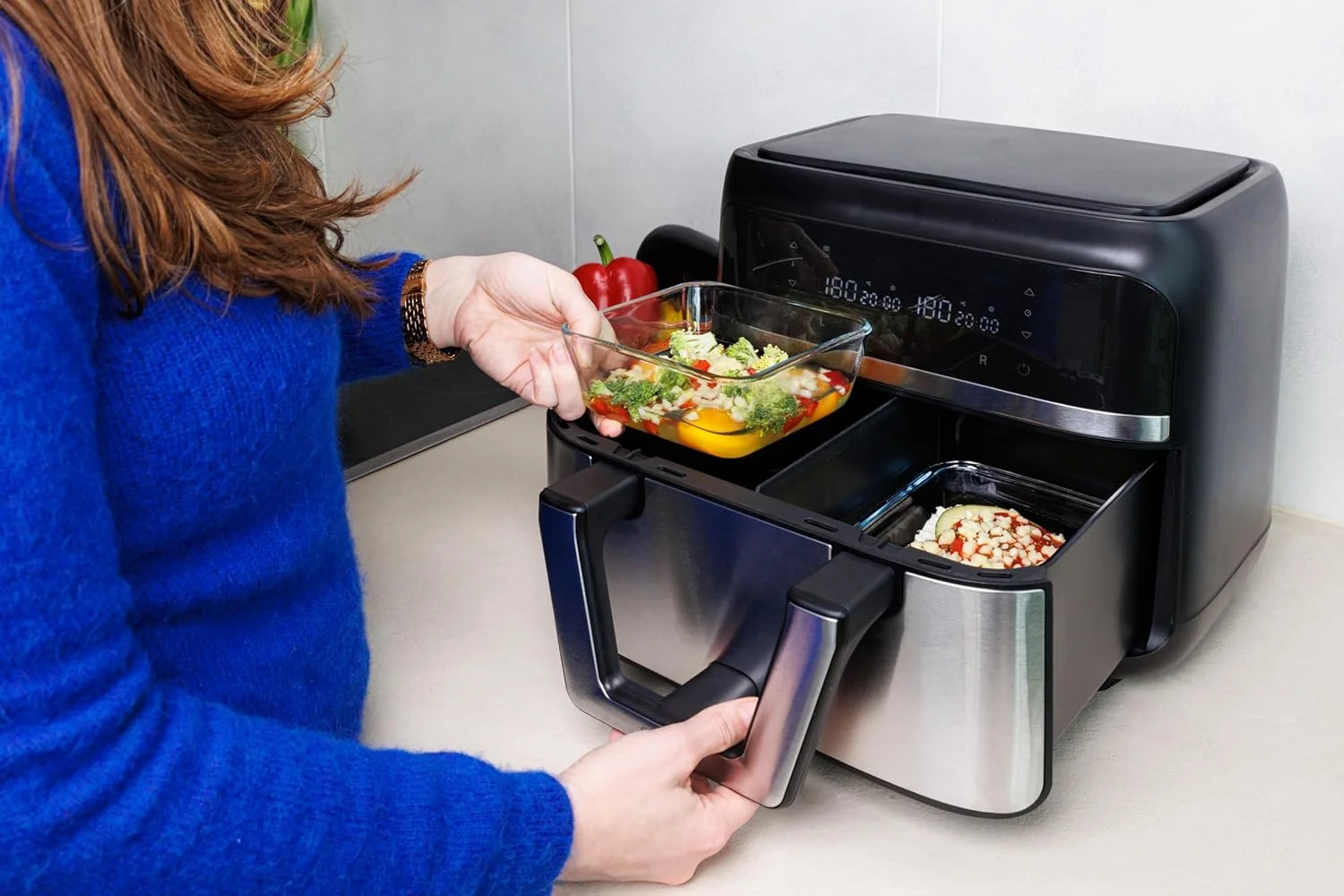 ظرف مربع پیرکس مخصوص سرخ کن هواپز 2.2 لیتری - ظرف شیشه ای مقاوم در برابر حرارت برای پخت و پز و غذاهای سرخ کن هواپز ظرف مربع پیرکس مخصوص سرخ کن هواپز 2.2 لیتری - ظرف شیشه ای مقاوم در برابر حرارت برای پخت و پز و غذاهای سرخ کن هواپز