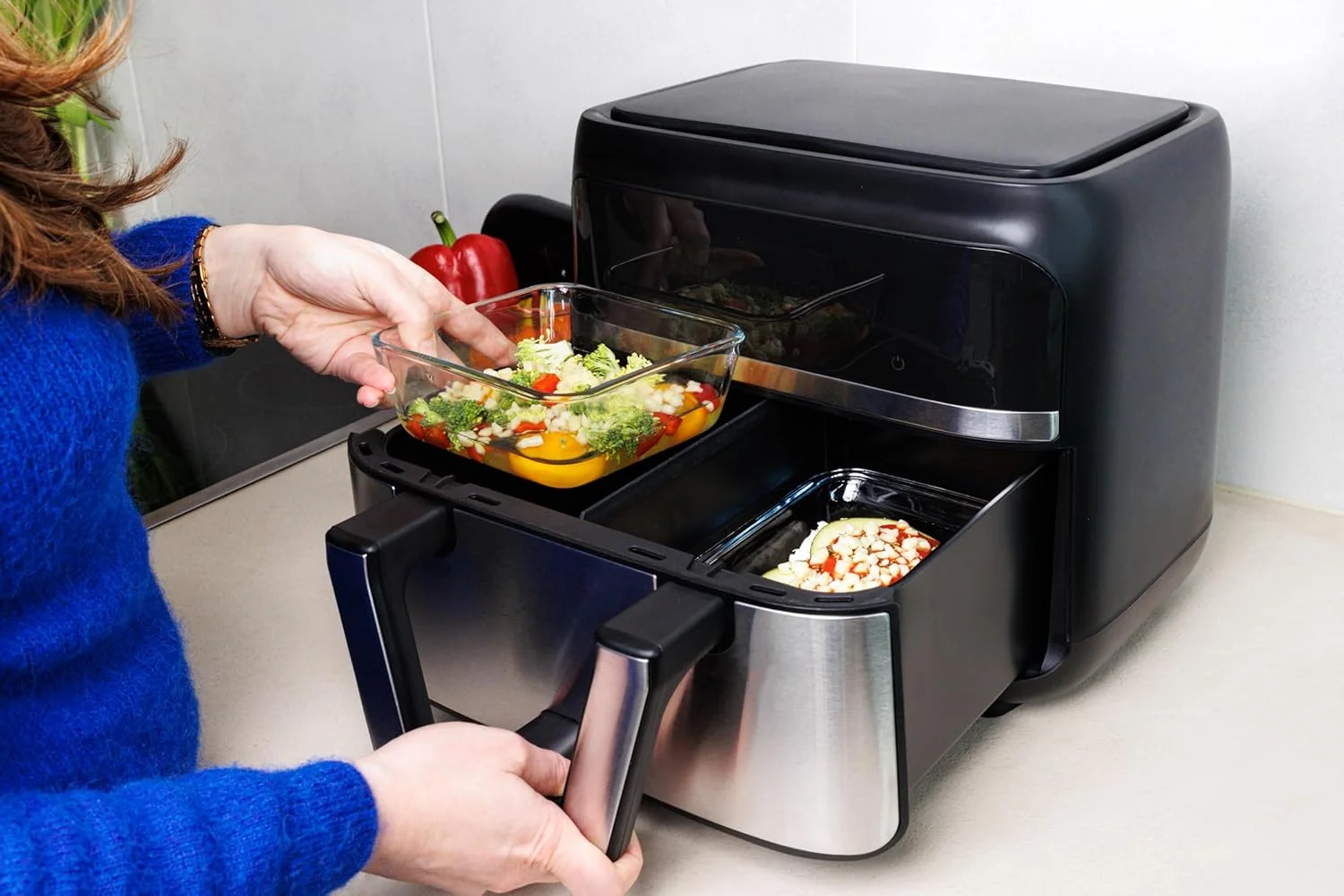 ظرف مربع پیرکس مخصوص سرخ کن هواپز 2.2 لیتری - ظرف شیشه ای مقاوم در برابر حرارت برای پخت و پز و غذاهای سرخ کن هواپز ظرف مربع پیرکس مخصوص سرخ کن هواپز 2.2 لیتری - ظرف شیشه ای مقاوم در برابر حرارت برای پخت و پز و غذاهای سرخ کن هواپز